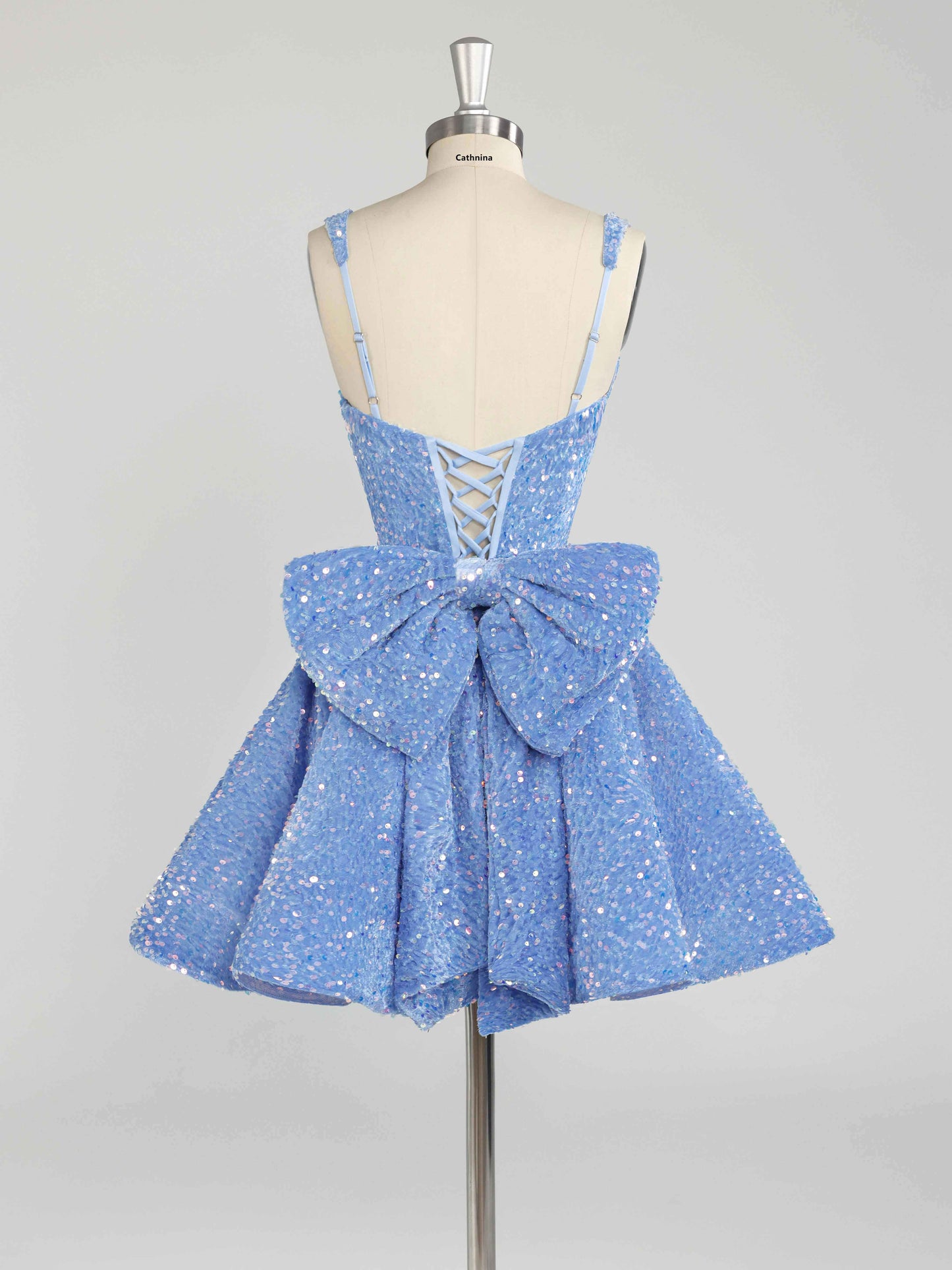 Calen A-Line Sparkly Sequin Short Homeocming Dresses With Bow