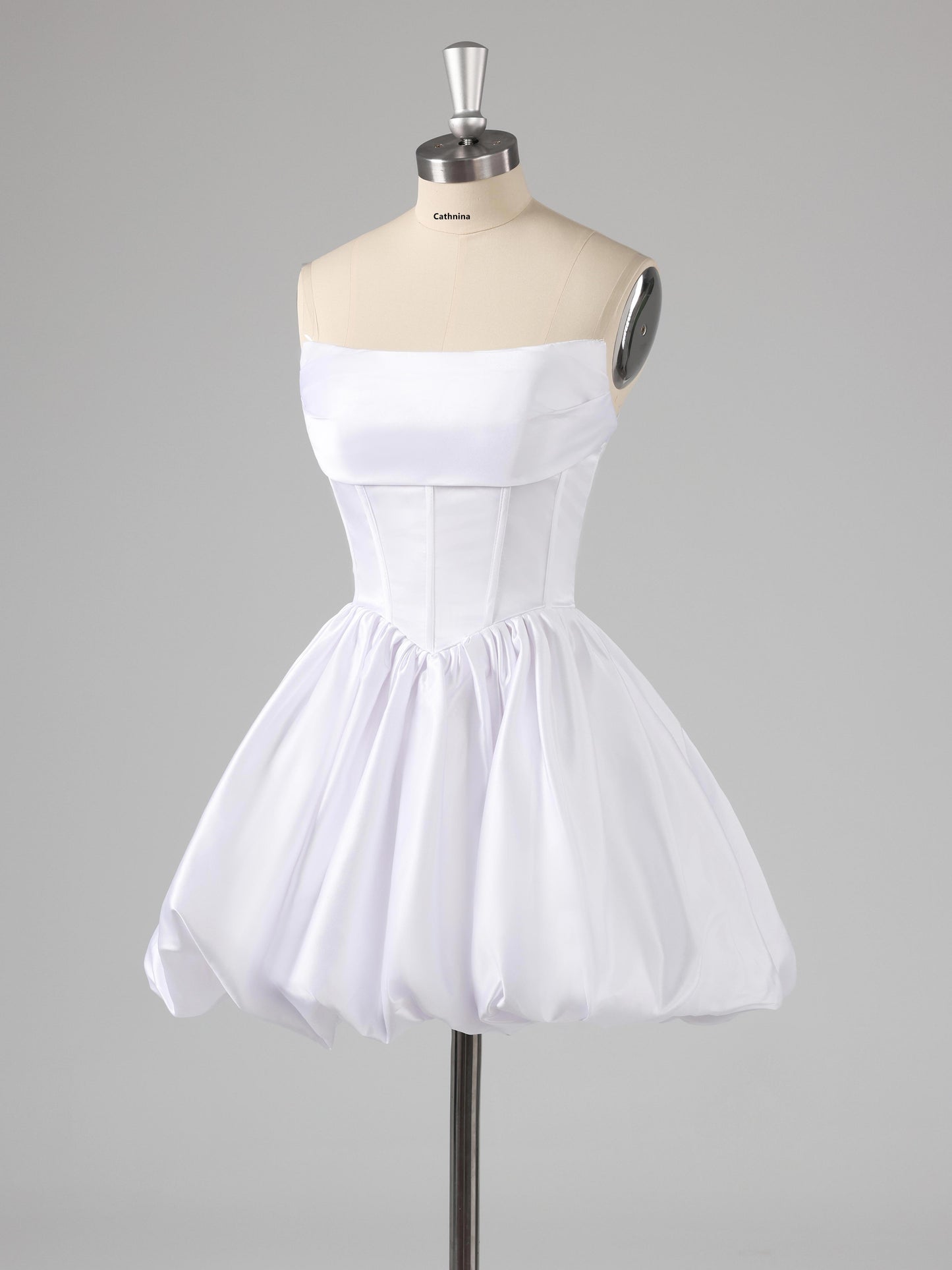 Galen Simple A-Line Strapless Satin Mini Party Dresses