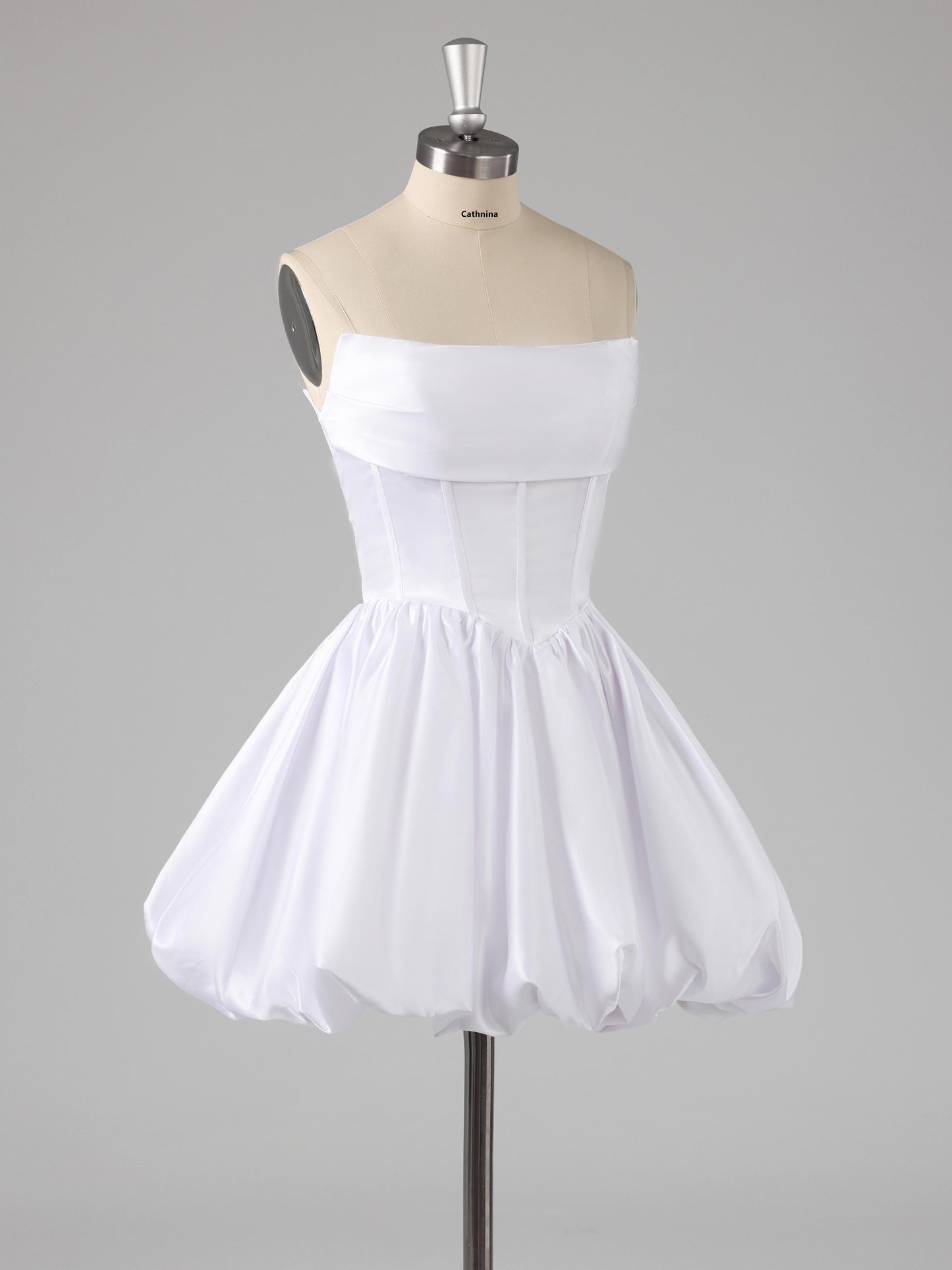 Galen Simple A-Line Strapless Satin Mini Party Dresses