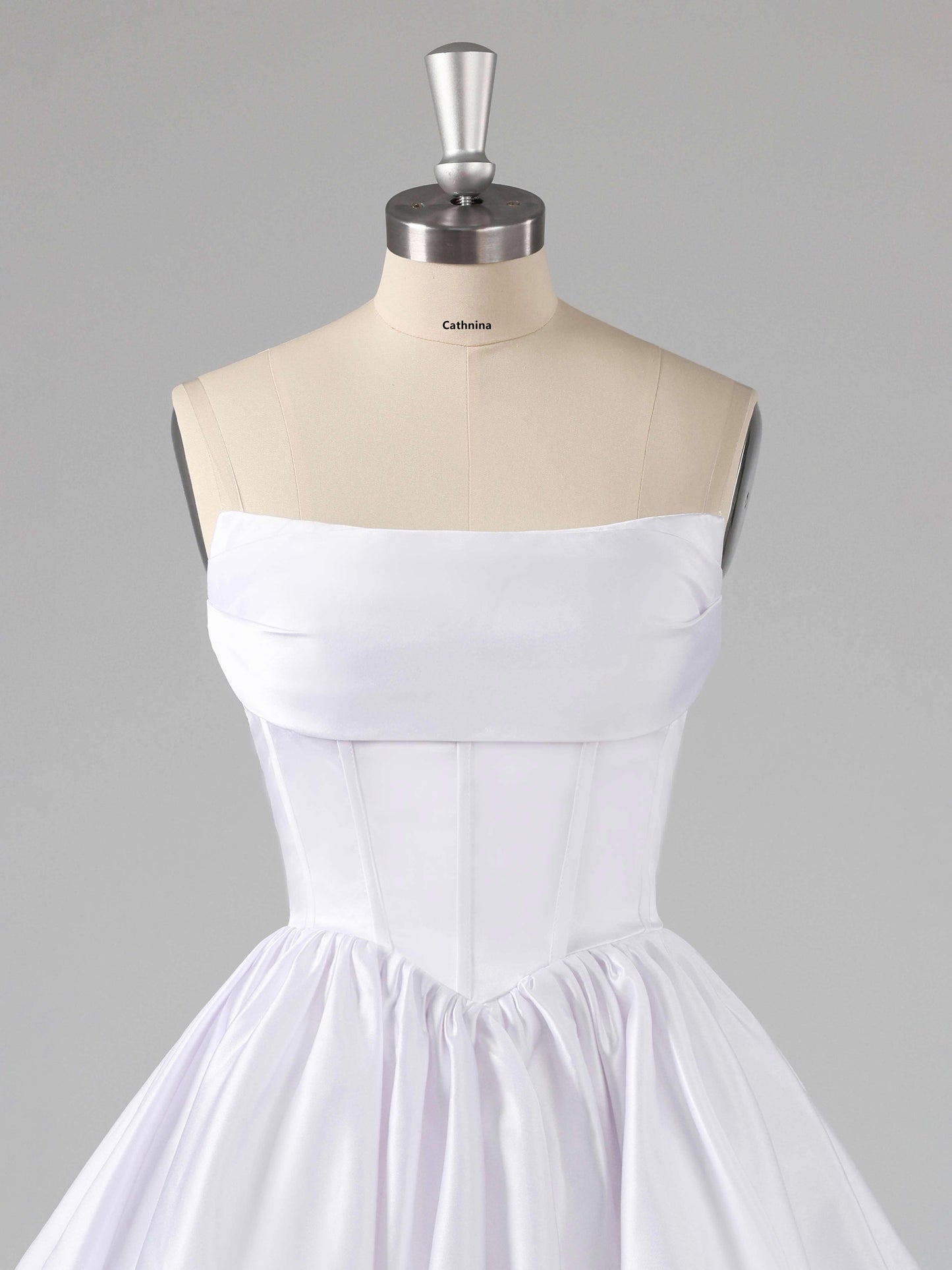 Galen Simple A-Line Strapless Satin Mini Party Dresses
