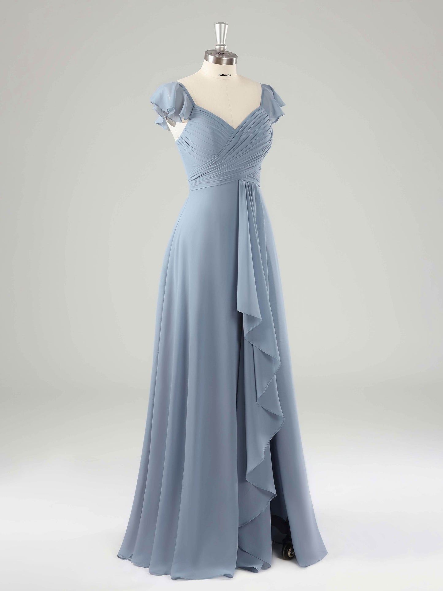 Lainey V-Neck A-line Floor Length Bridesmaid Dresses with Slit