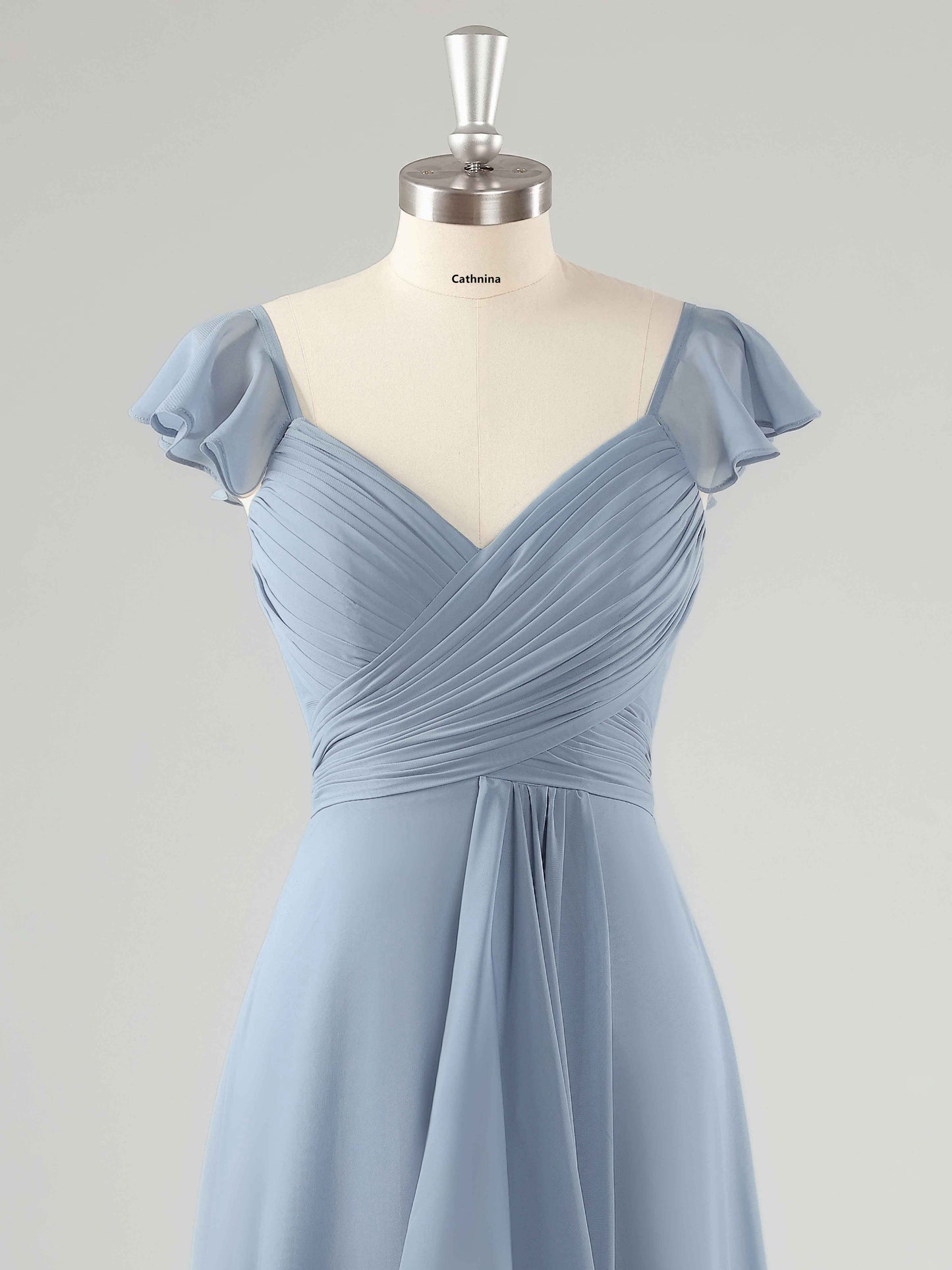 Lainey V-Neck A-line Floor Length Bridesmaid Dresses with Slit