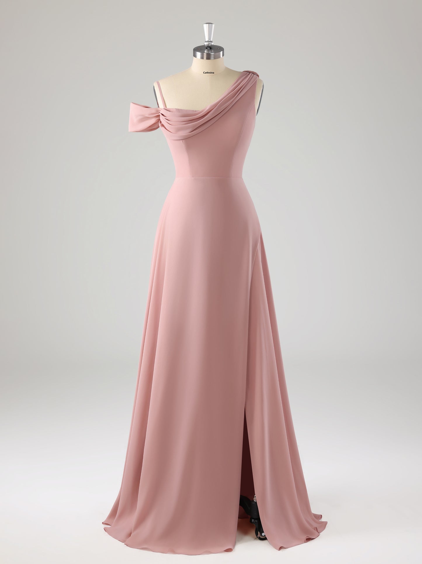 Lamey Chic One Shoulder A-line Chiffon Bridesmaid Dresses with Slit