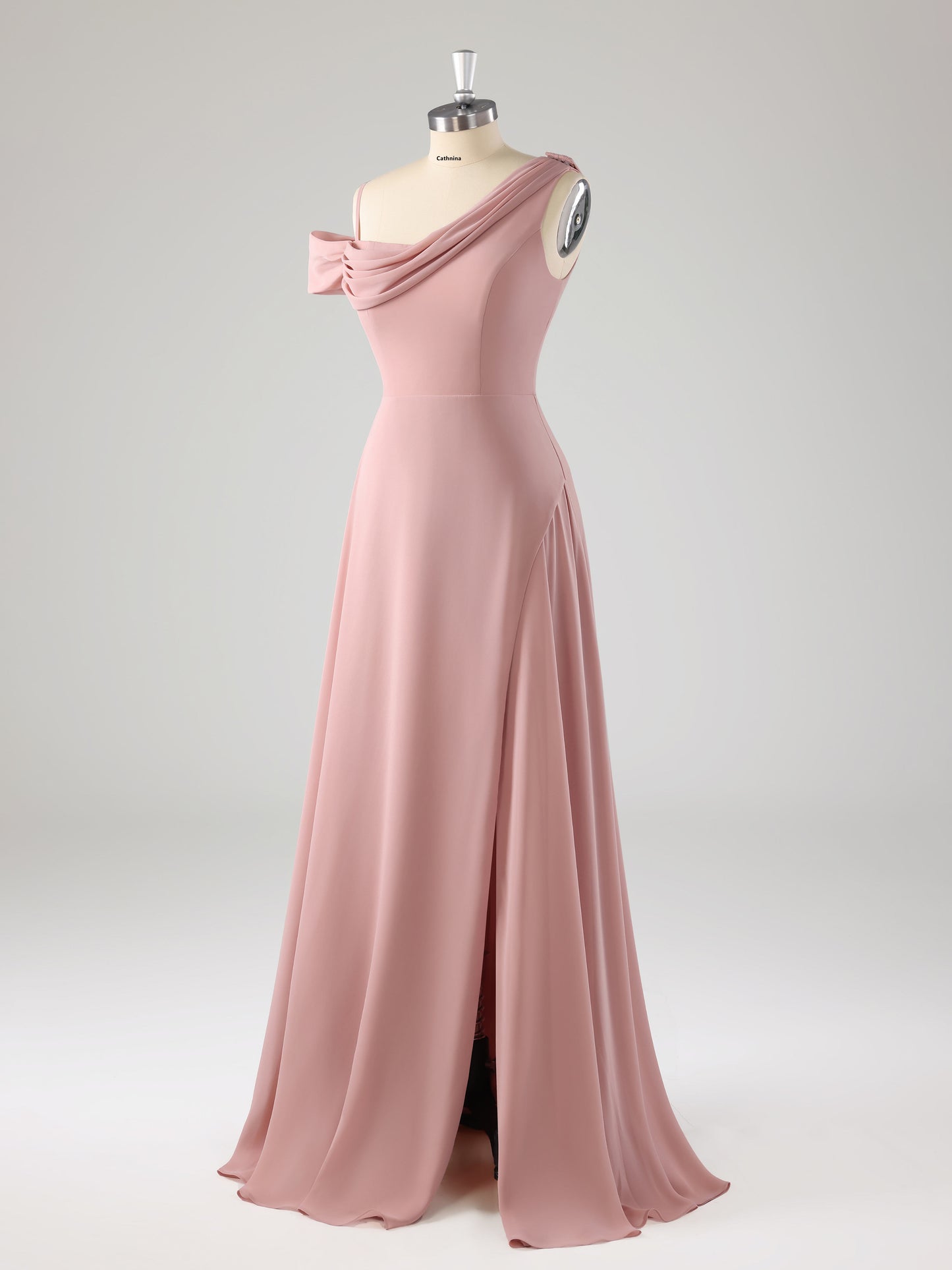 Lamey Chic One Shoulder A-line Chiffon Bridesmaid Dresses with Slit