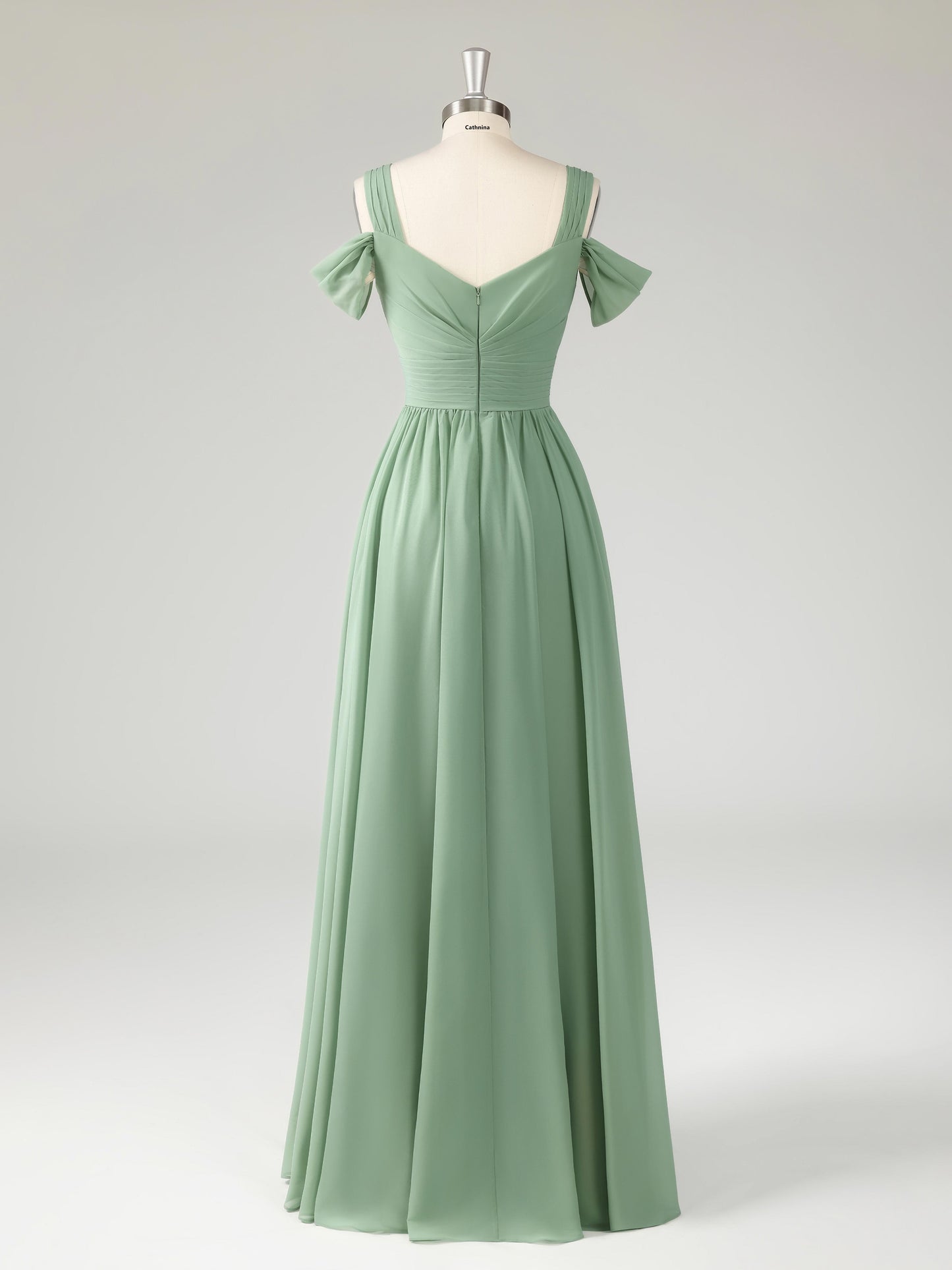 Lanie Modest Off-the-Shoulder Pleated Bridesmaid Dresses with Slit