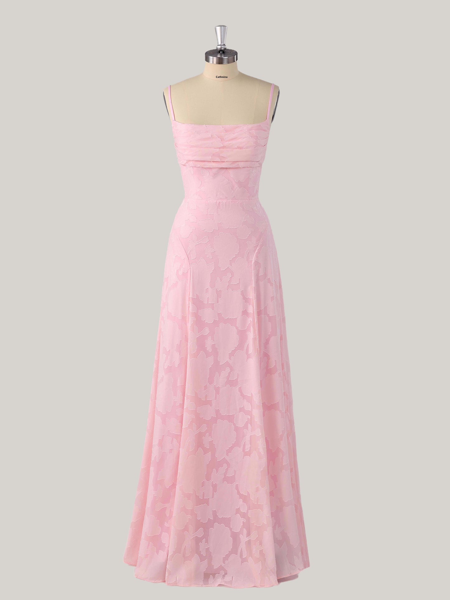Larel Delicate A-Line Spaghetti Straps Floral Lace Bridesmaid Dress