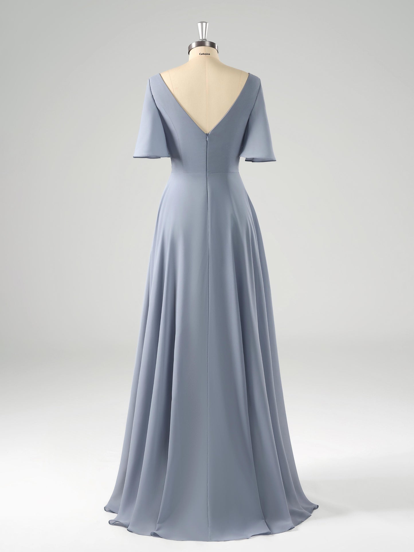 Laria Delicate Square Long Chiffon Bridesmaid Dresses with Slit