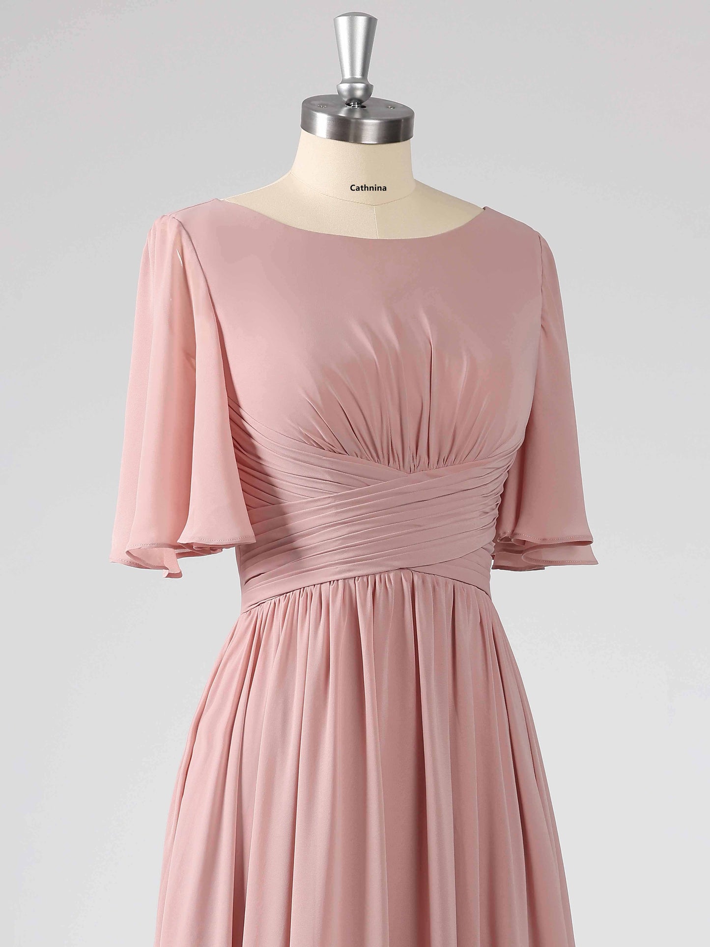 Layla Modest A-line Boat Neck Bridesmaid Dresses with Slit