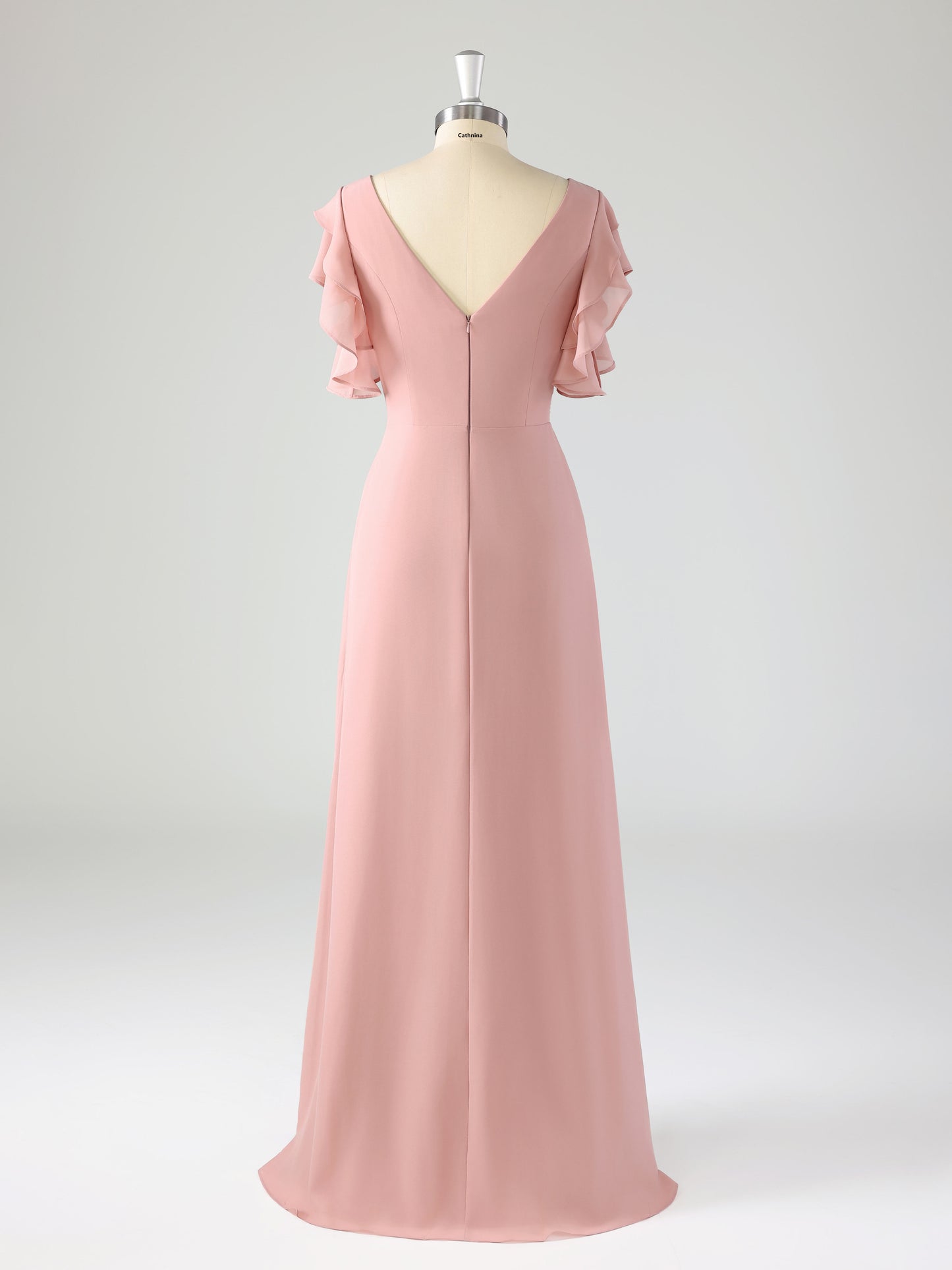 Leira Graceful Scoop Ruffles Floor Length Chiffon Bridesmaid Dresses