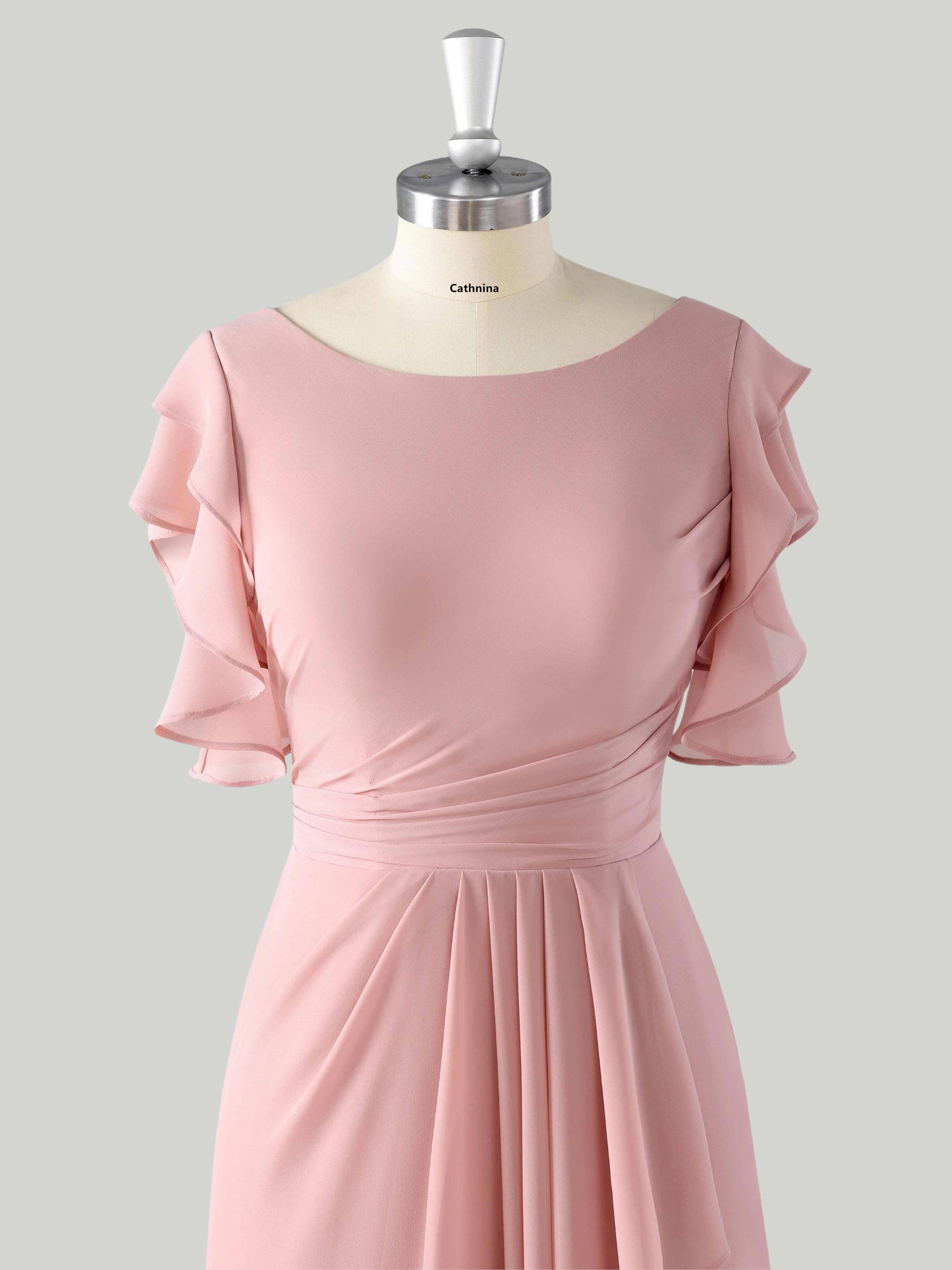 Leira Graceful Scoop Ruffles Floor Length Chiffon Bridesmaid Dresses