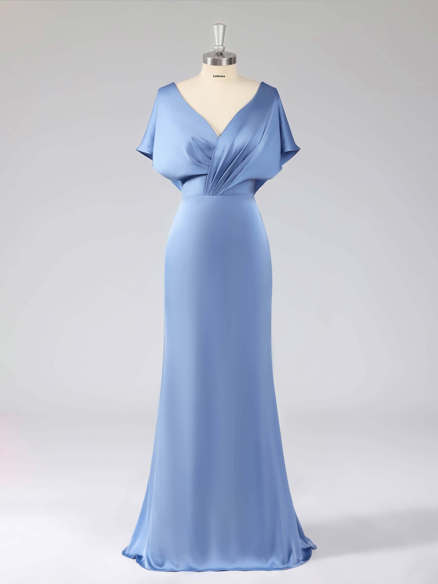 Leona Simple V-Neck Flutter Sleeves Long Bridesmaid Dresses