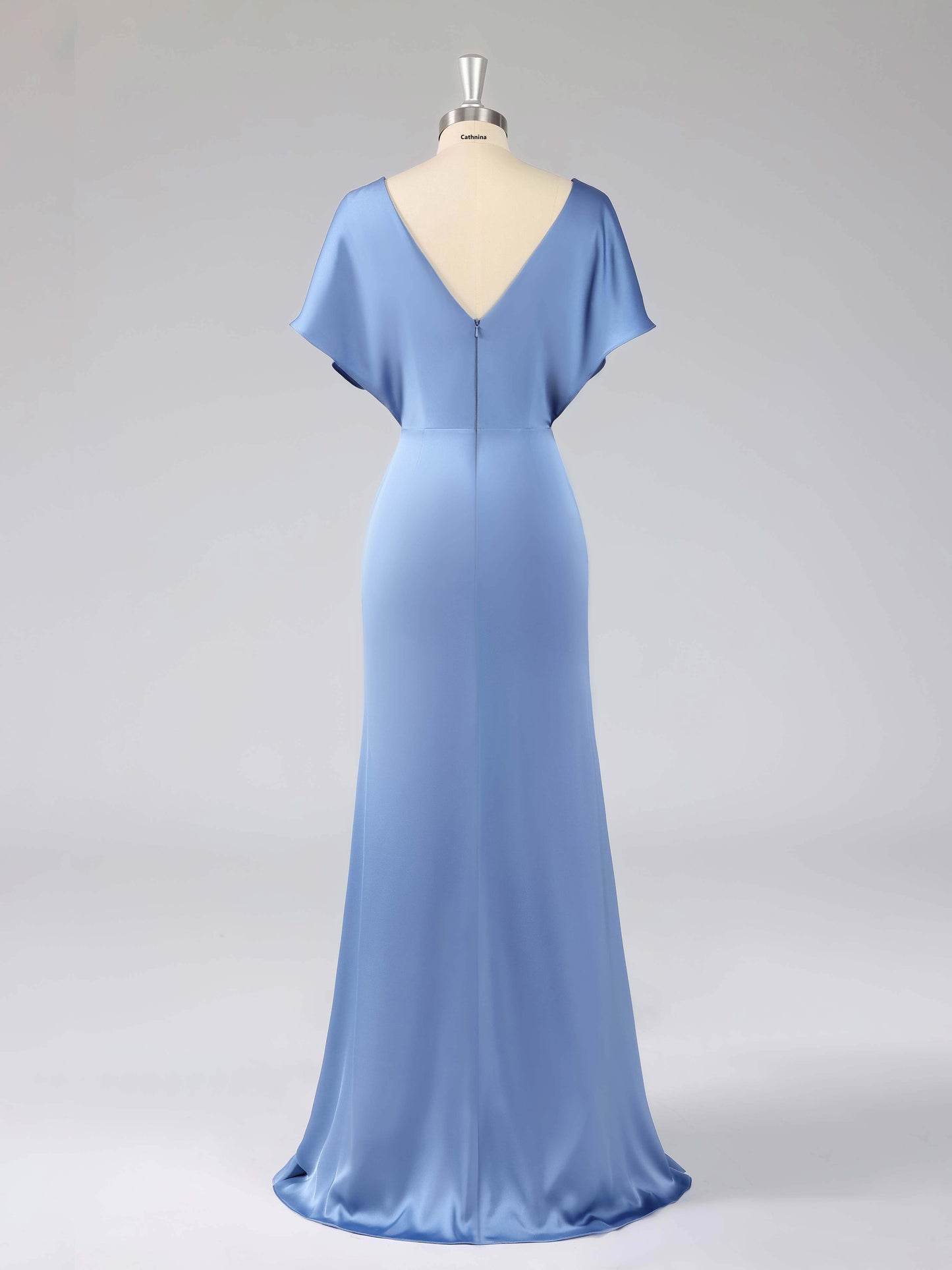 Leona Simple V-Neck Flutter Sleeves Long Bridesmaid Dresses