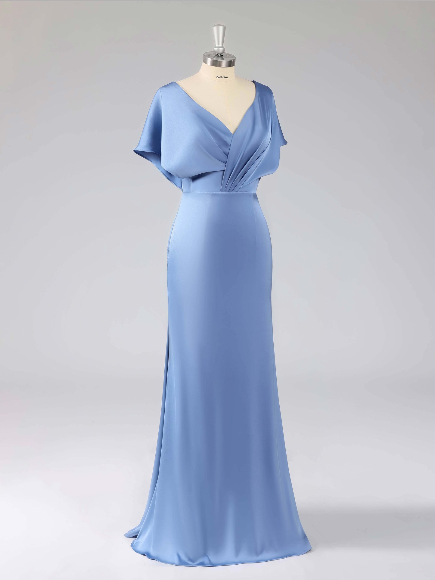 Leona Simple V-Neck Flutter Sleeves Long Bridesmaid Dresses