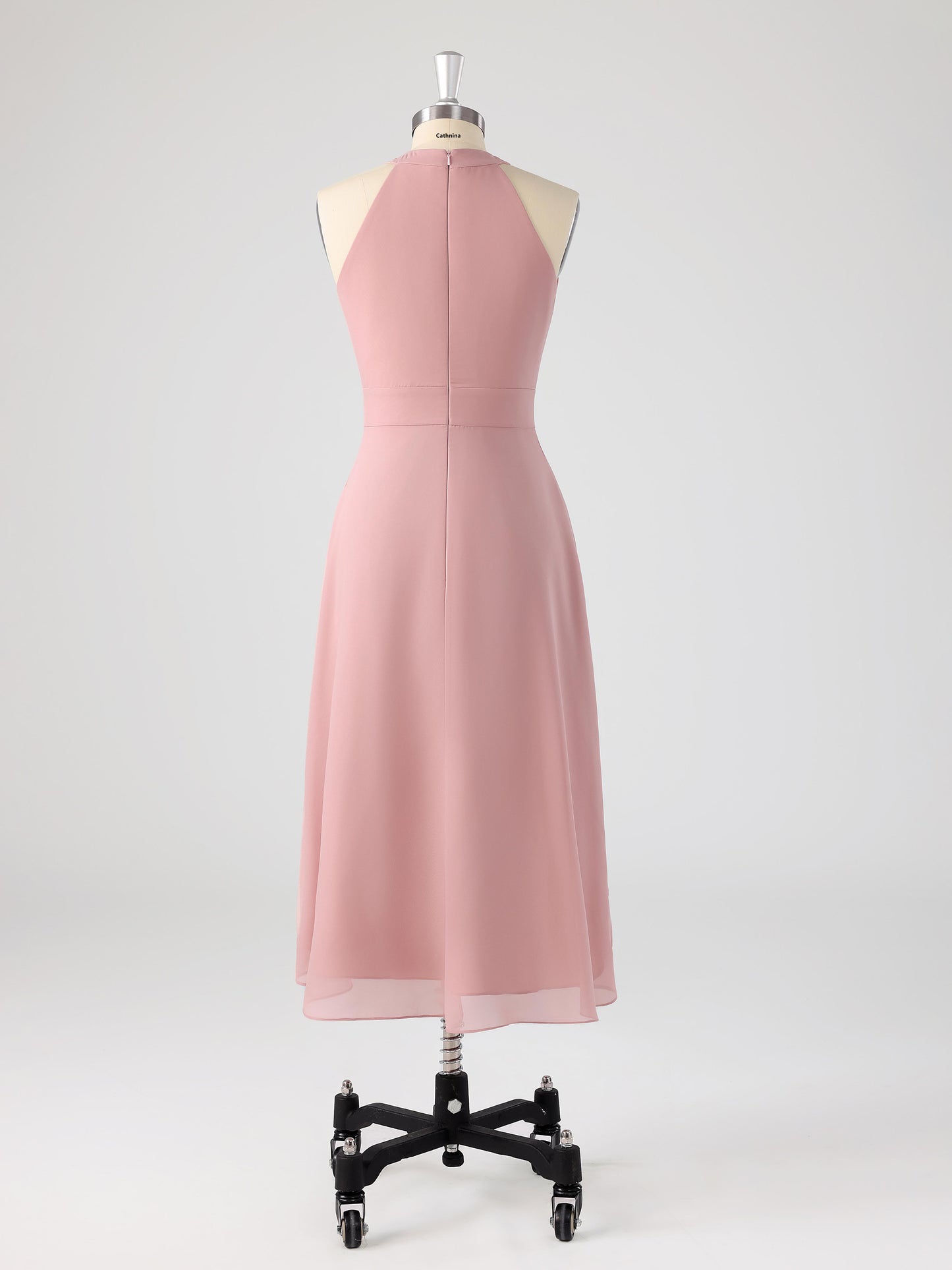 Leren Lovely Halter Sleeveless Asymmetrical Chiffon Bridesmaid Dresses