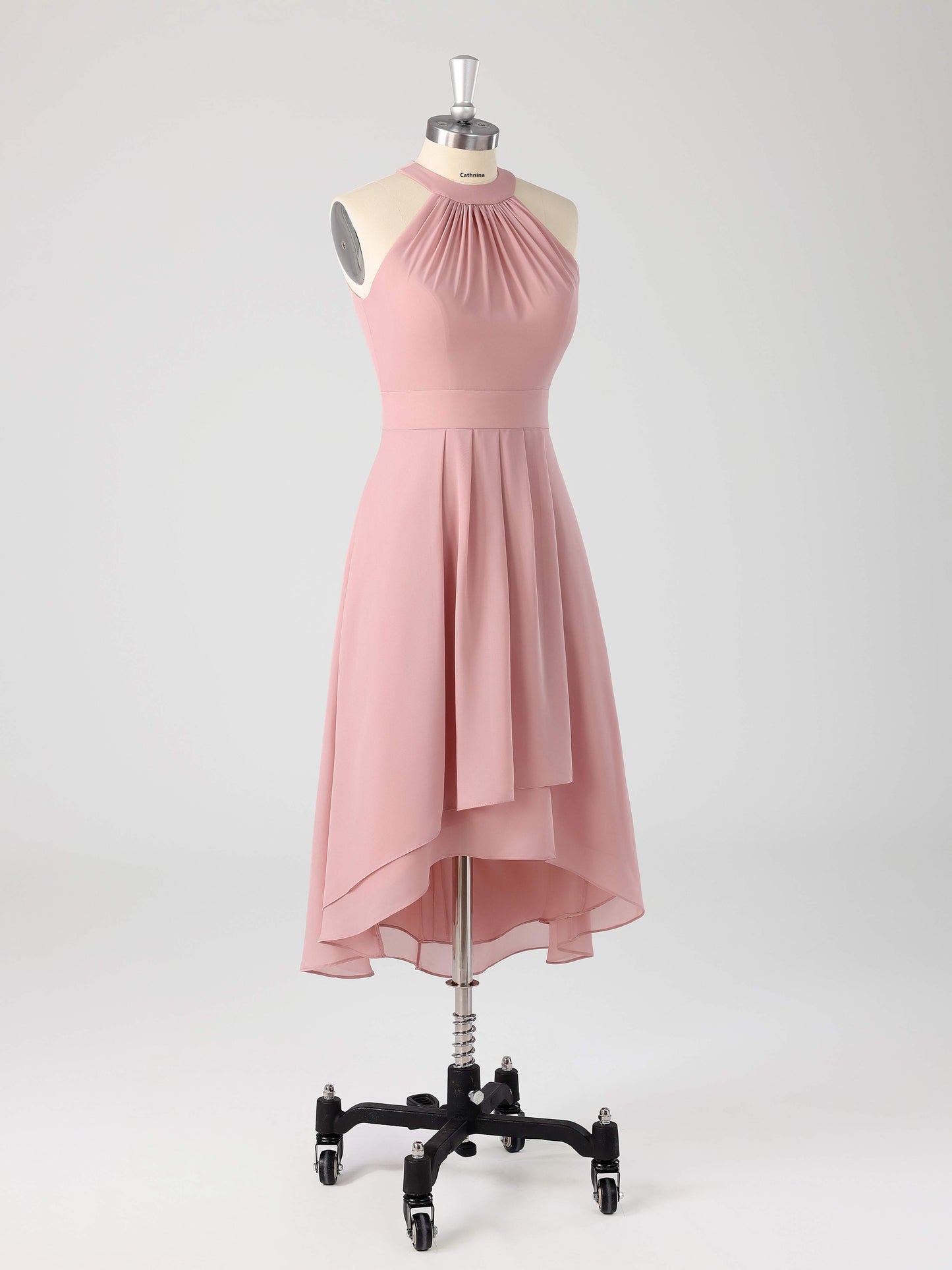 Leren Lovely Halter Sleeveless Asymmetrical Chiffon Bridesmaid Dresses