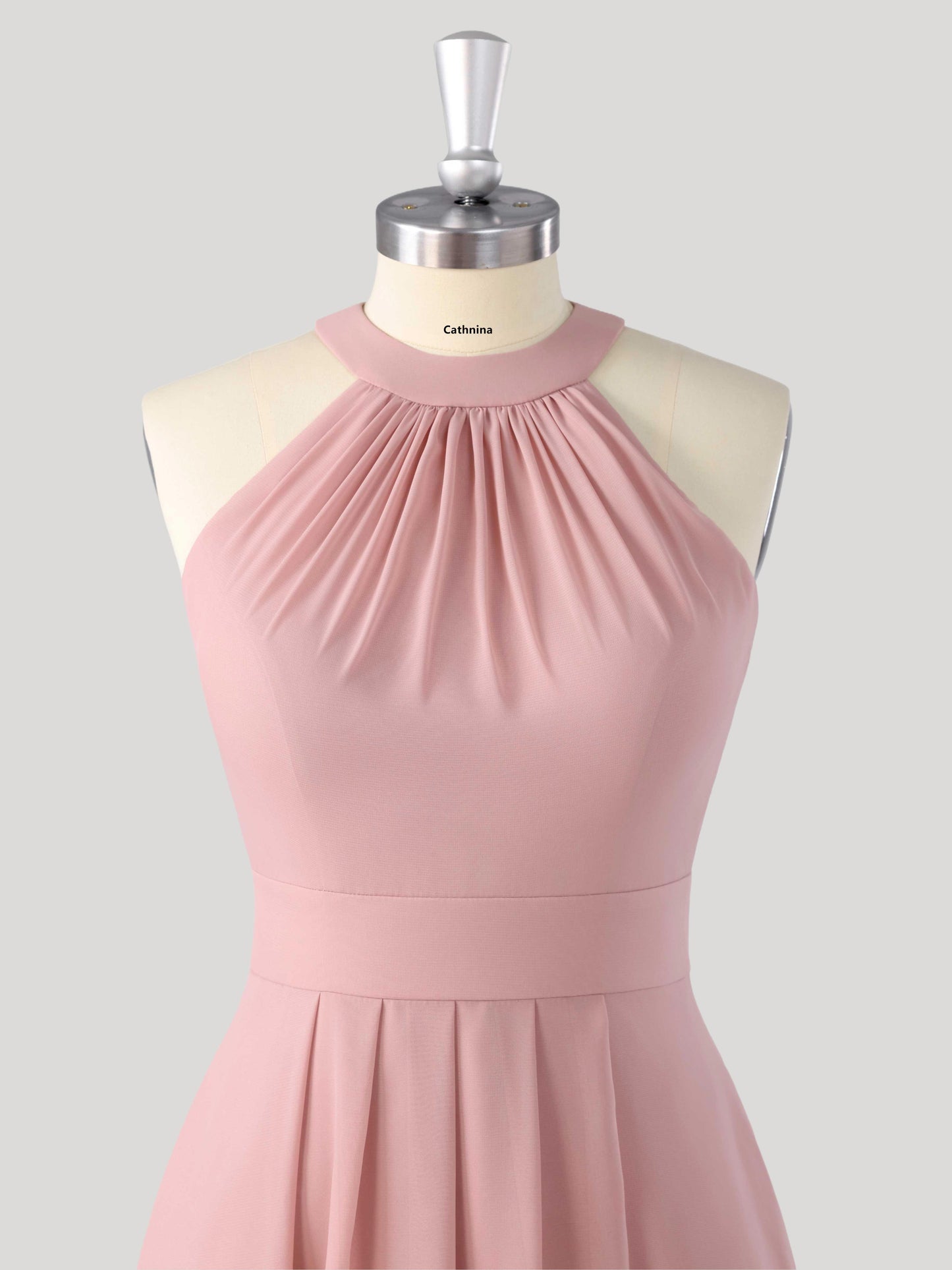 Leren Lovely Halter Sleeveless Asymmetrical Chiffon Bridesmaid Dresses