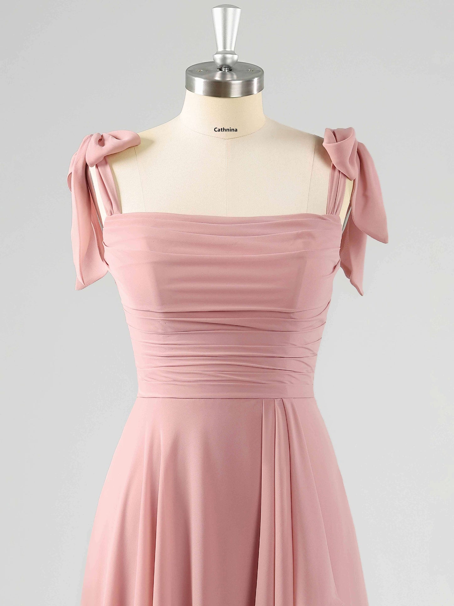 Leslie Enchanting A-Line Square Ruffles Bridesmaid Dresses with Slit