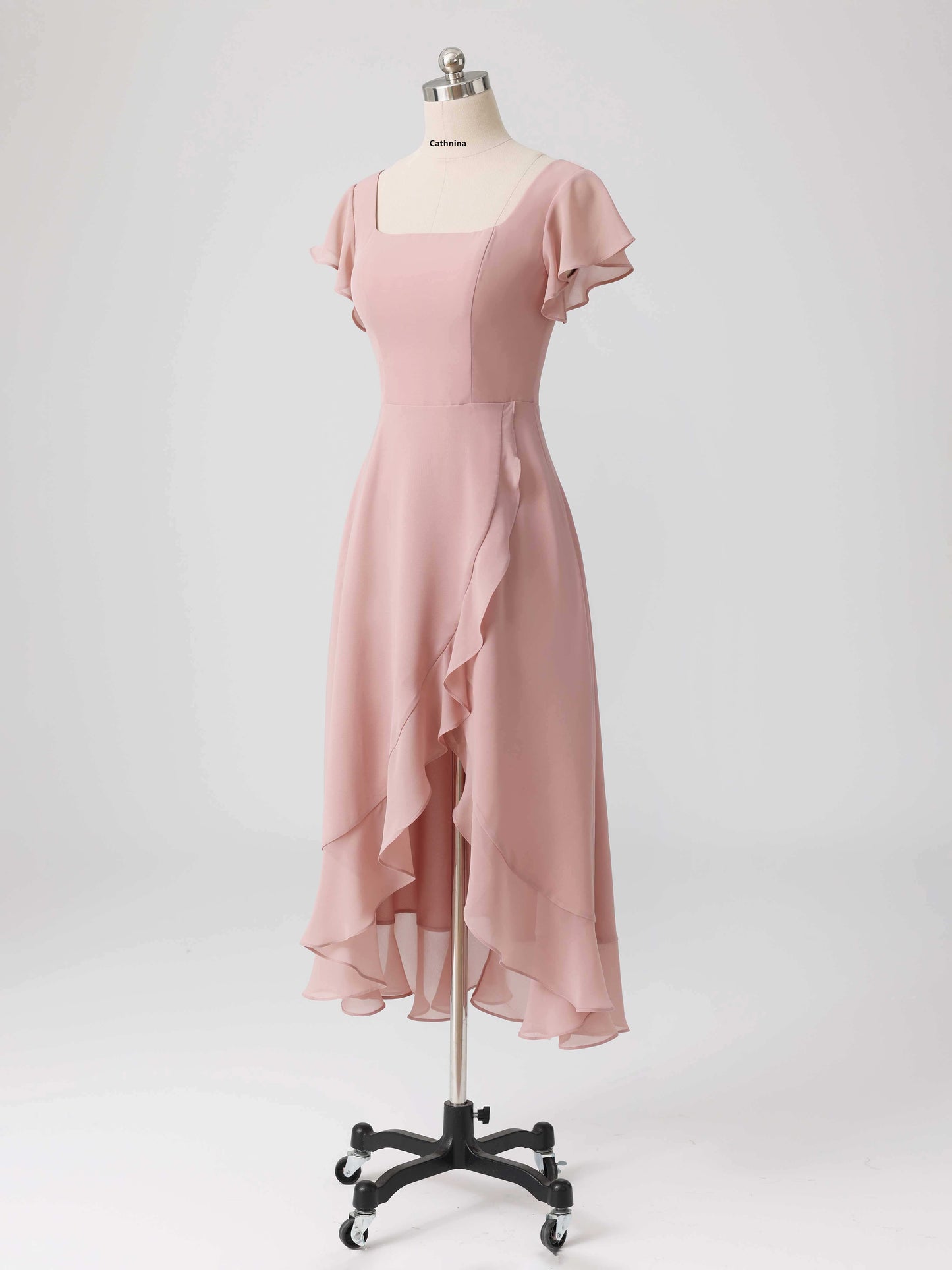Linara Flowing Square Asymmetrical Chiffon Bridesmaid Dresses