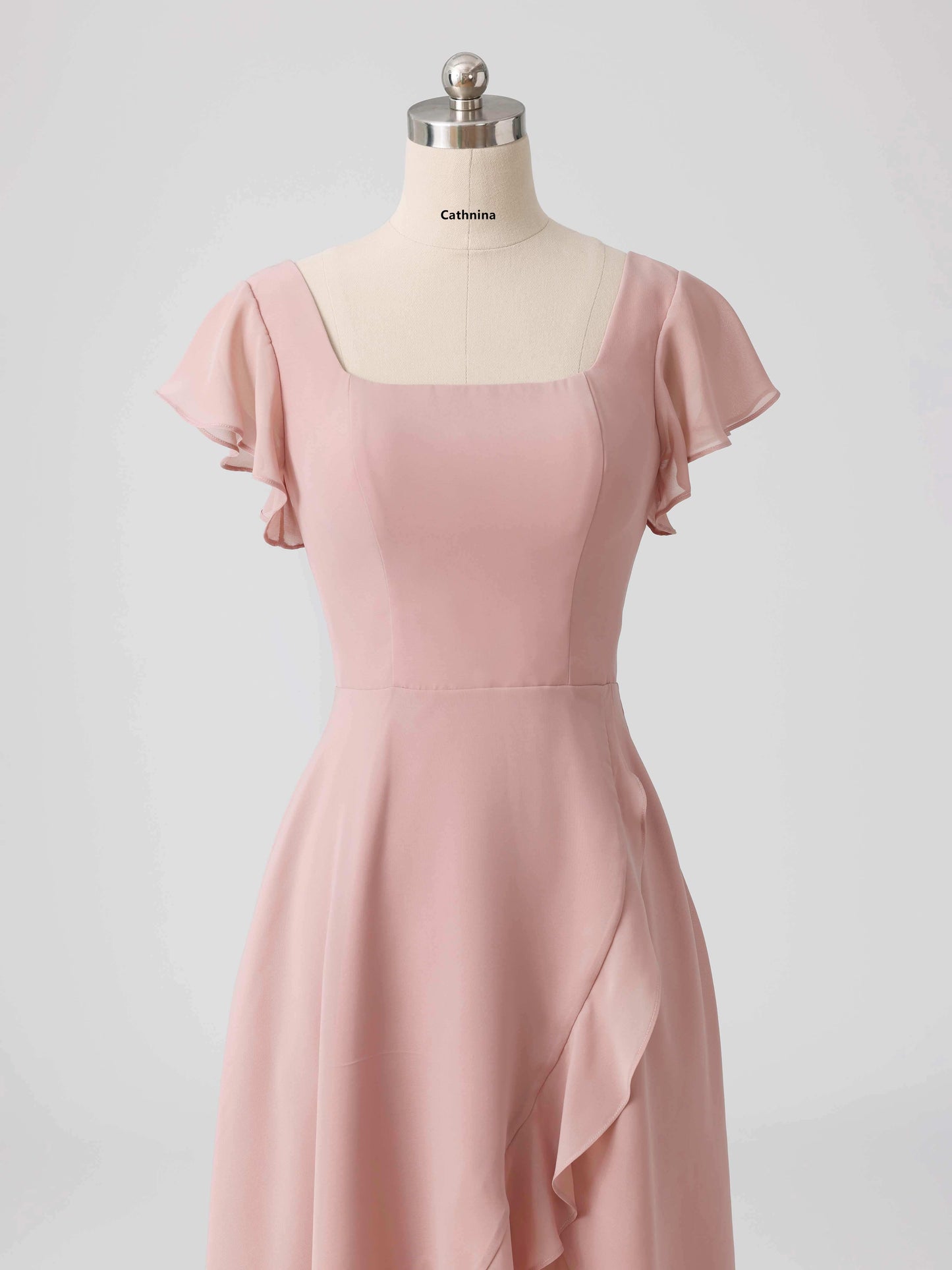 Linara Flowing Square Asymmetrical Chiffon Bridesmaid Dresses