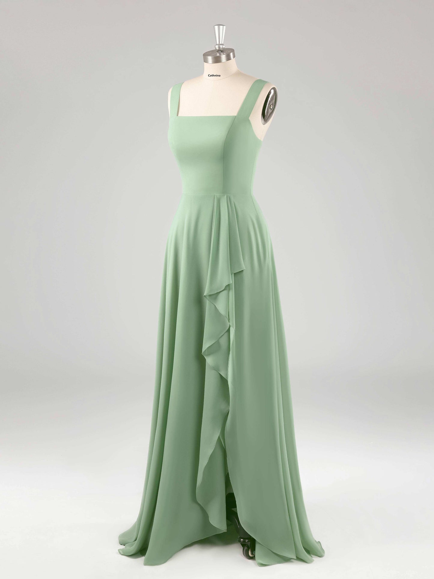 Linnea Square Neckline Sleeveless Ruffles Bridesmaid Dresses