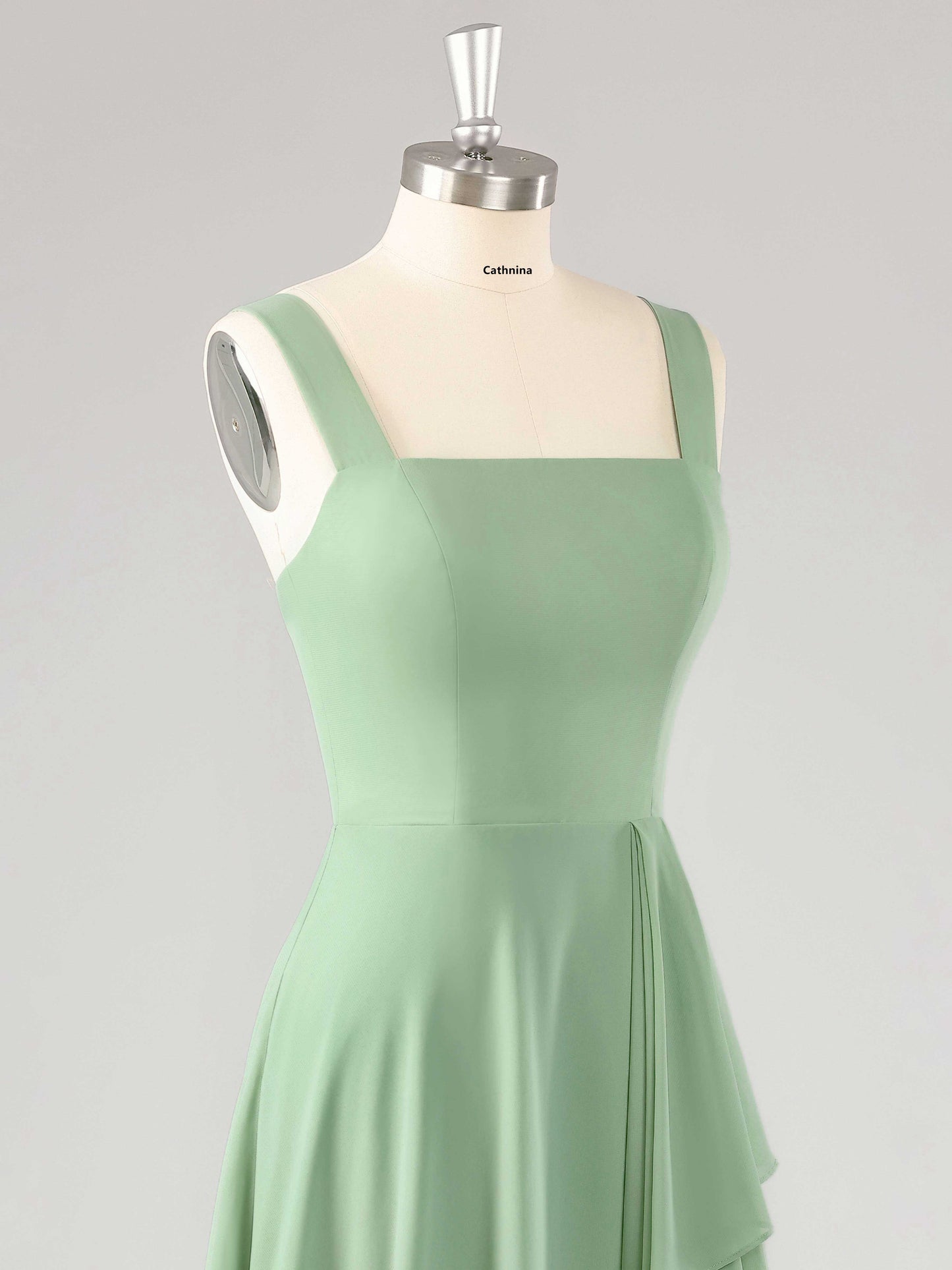 Linnea Square Neckline Sleeveless Ruffles Bridesmaid Dresses