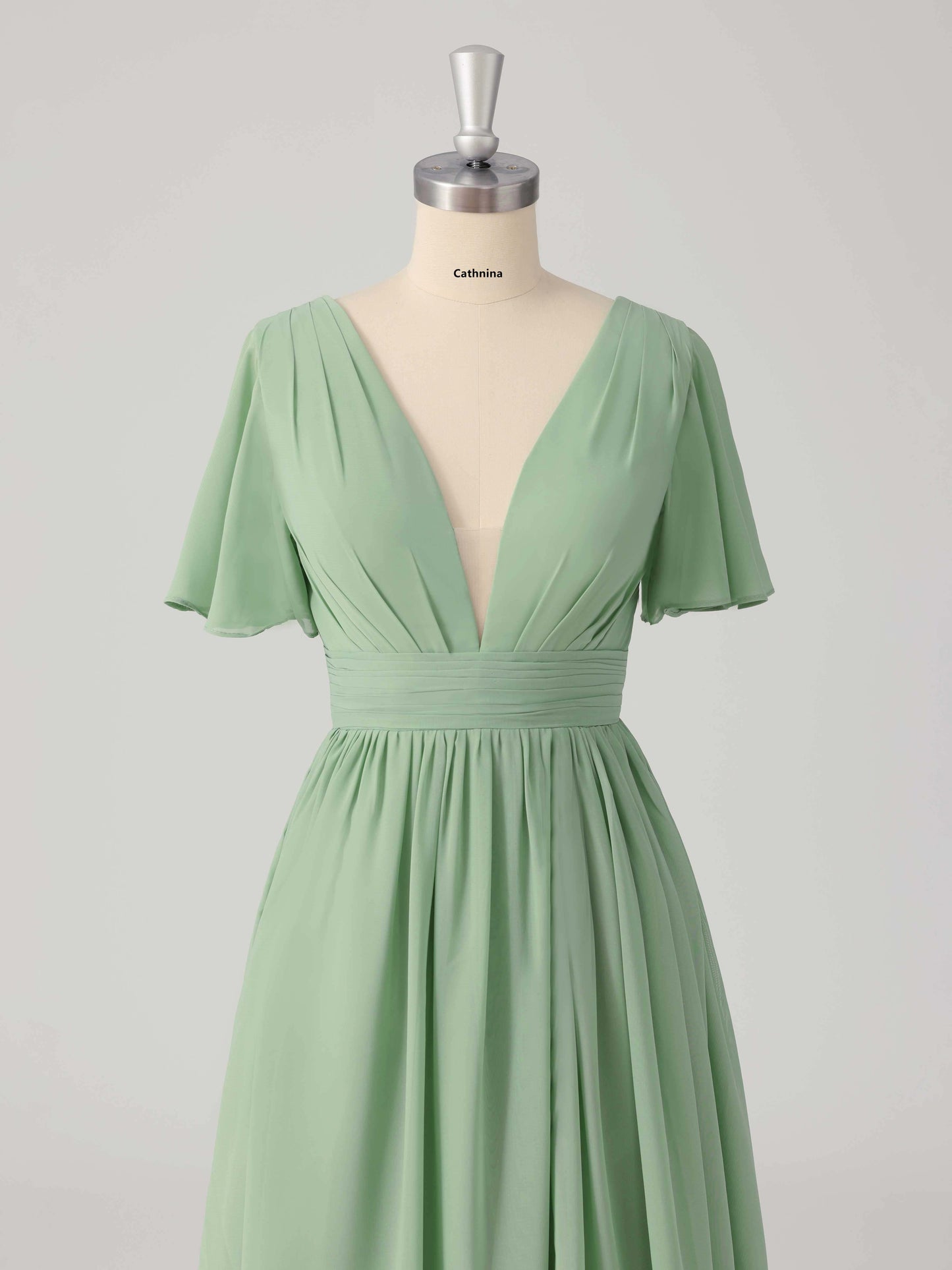 Lisanne Elegant A-line V-Neck Lace Up Bridesmaid Dresses with Slit