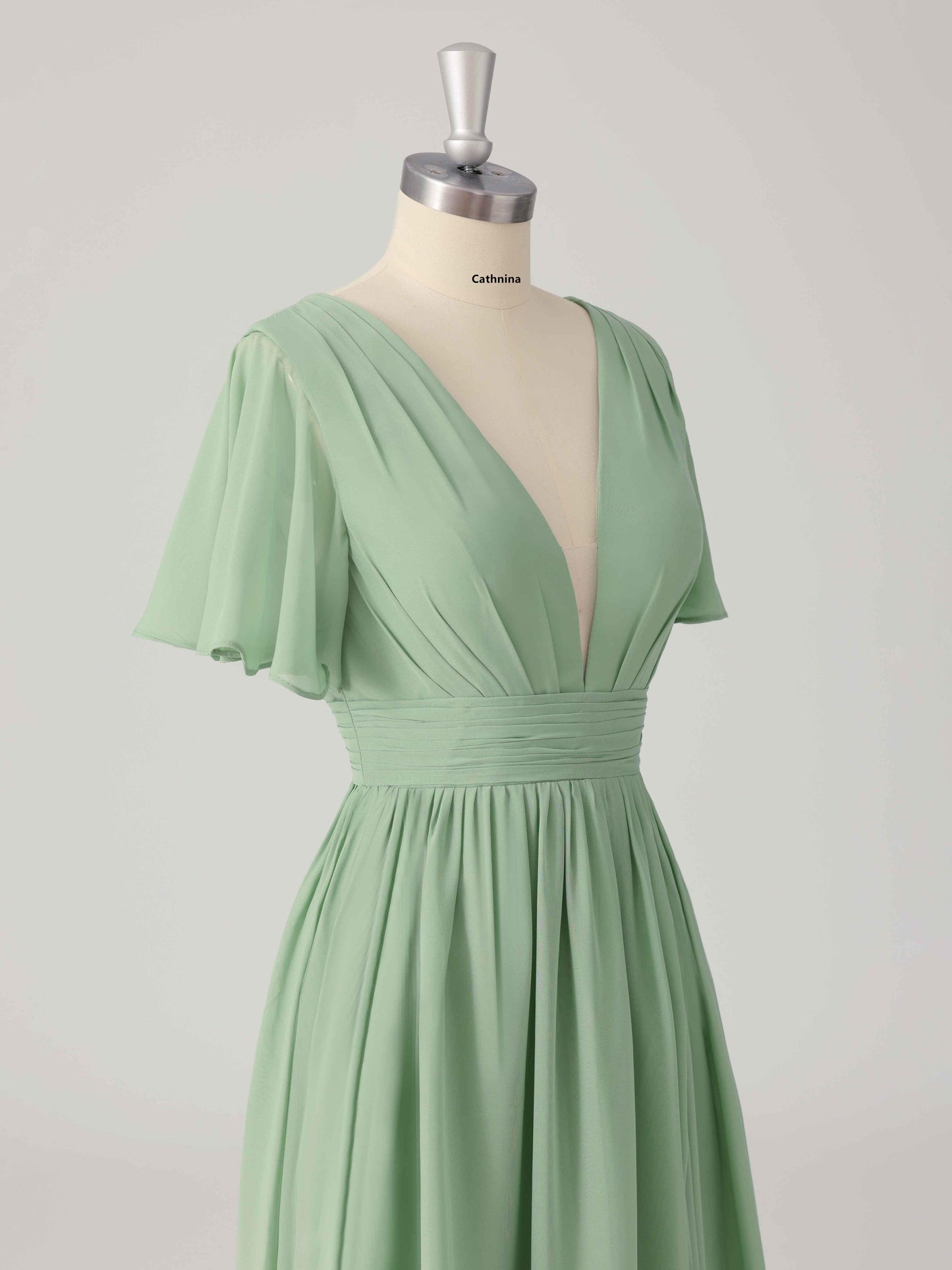 Lisanne Elegant A-line V-Neck Lace Up Bridesmaid Dresses with Slit