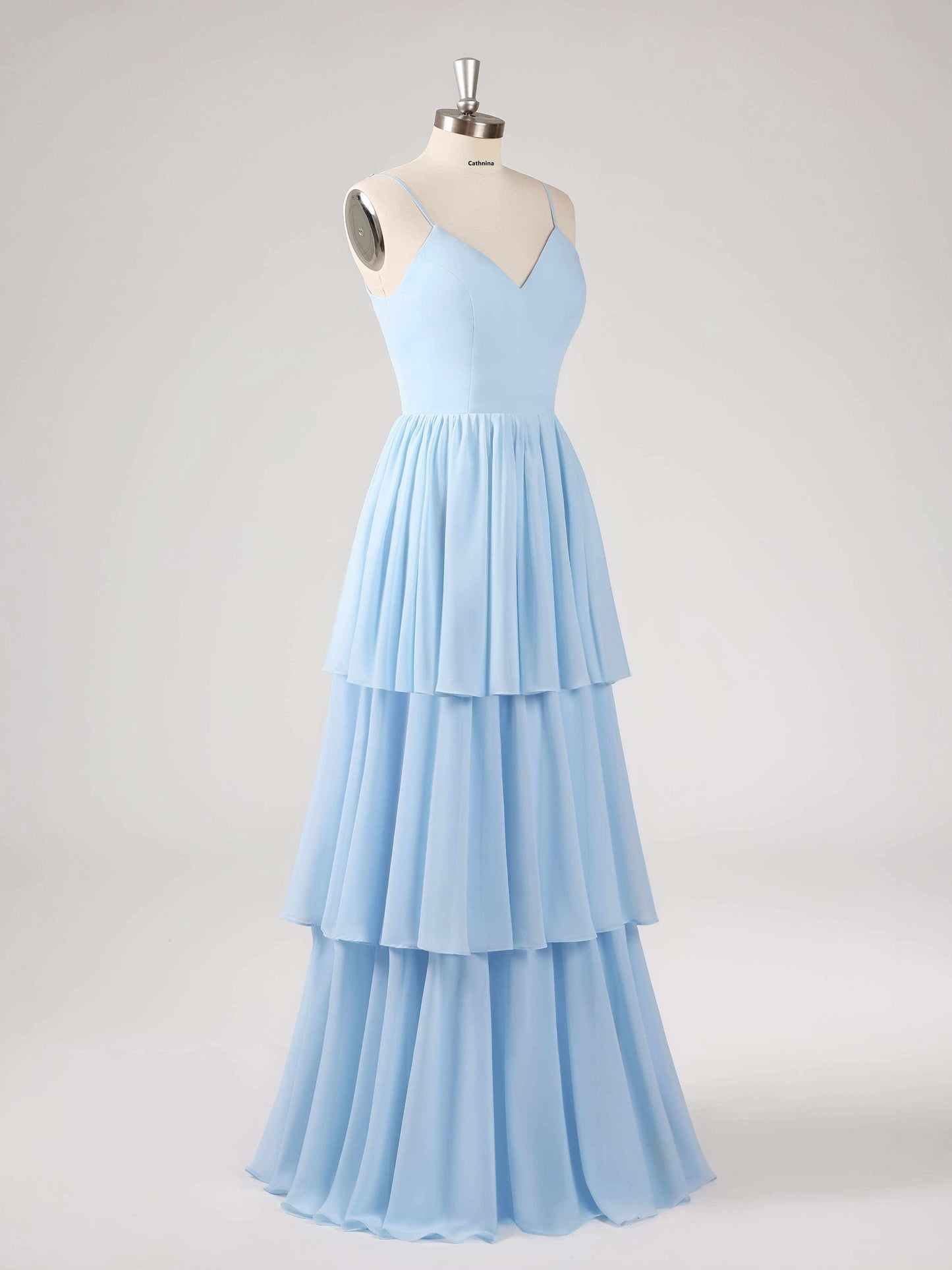 Lorelei Charming V Neck Tiered Chiffon Bridesmaid Dresses