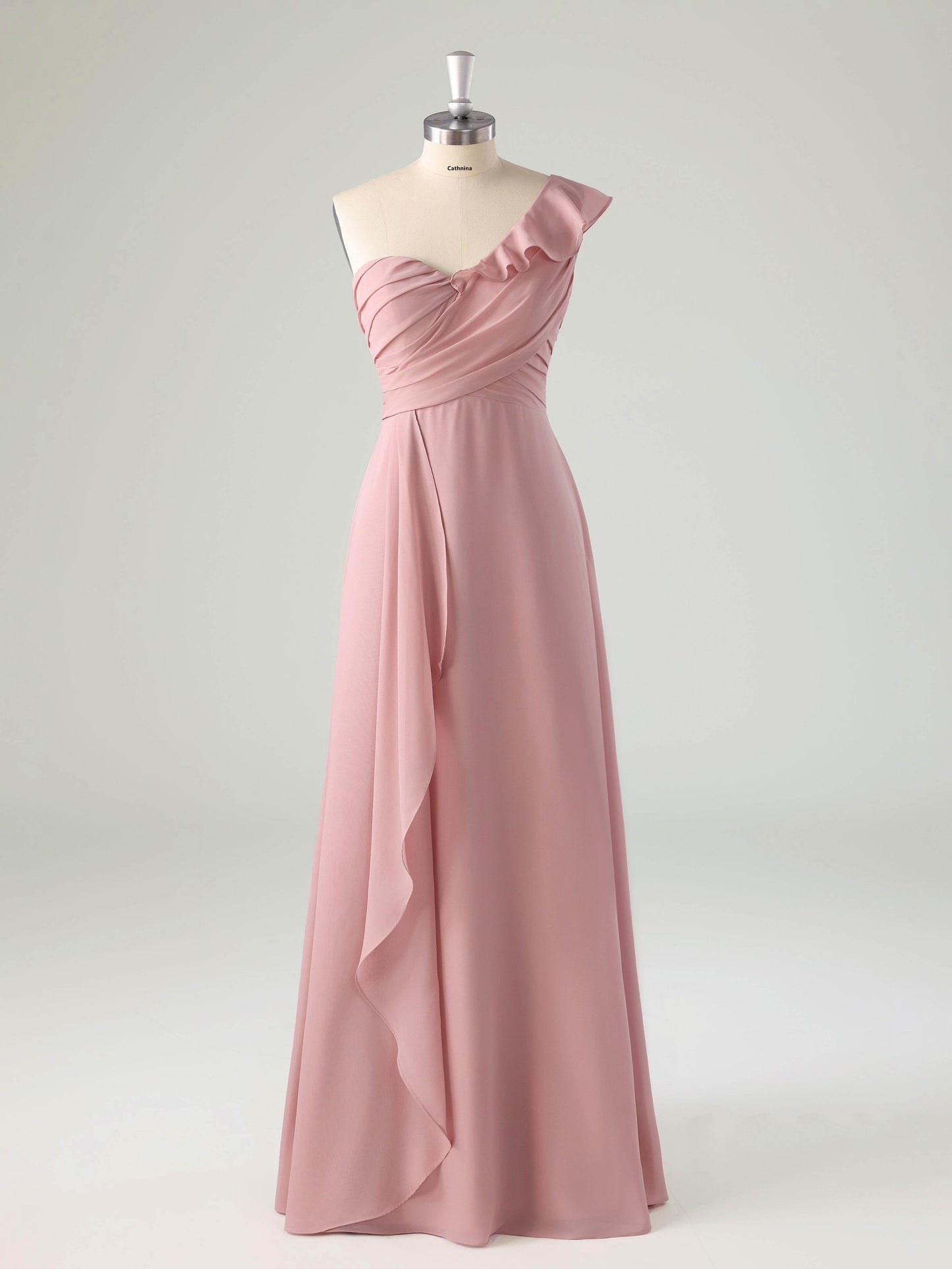 Lorna Unique One Shoulder Sleeveless Bridesmaid Dresses with Ruffles