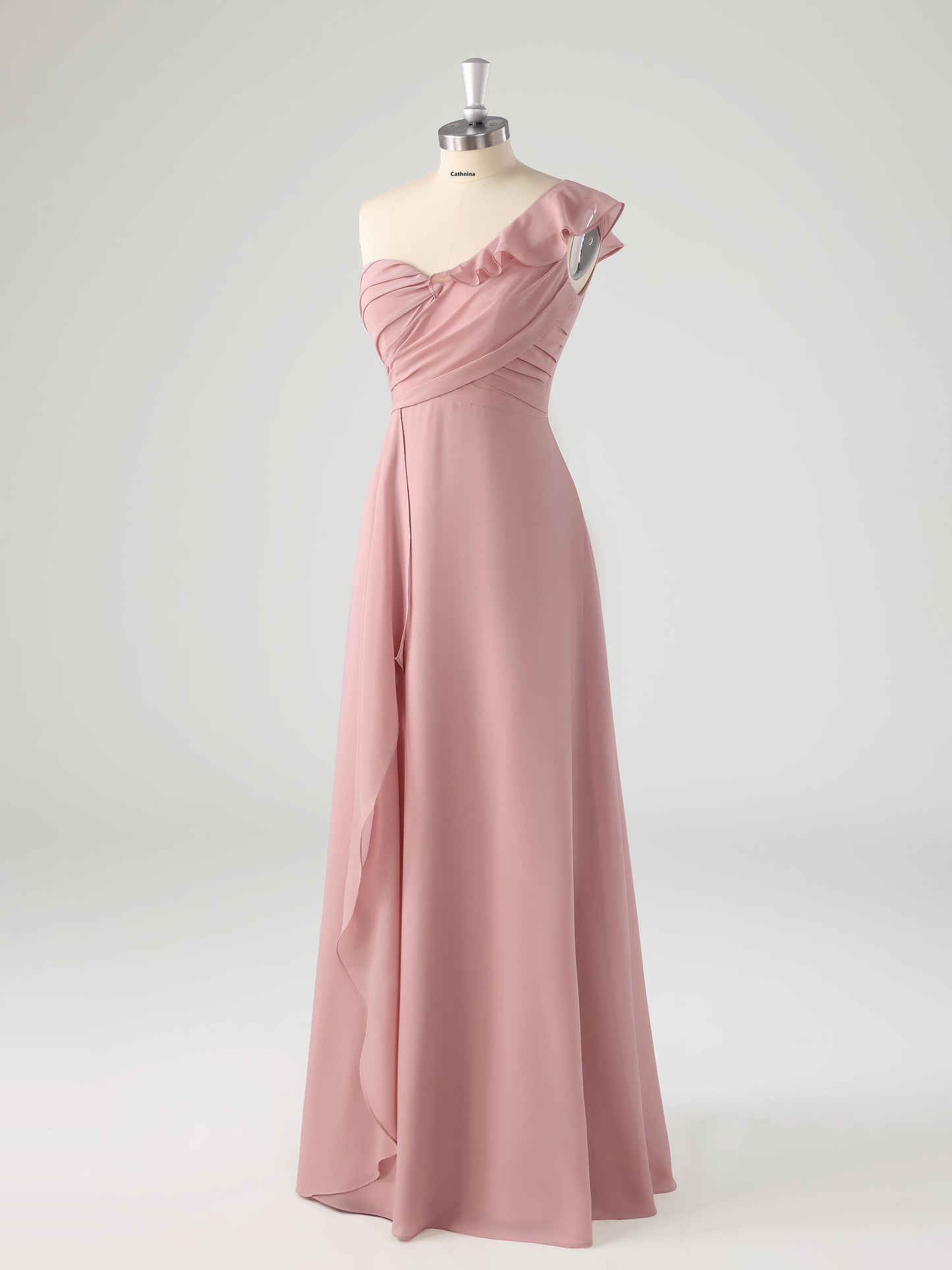 Lorna Unique One Shoulder Sleeveless Bridesmaid Dresses with Ruffles