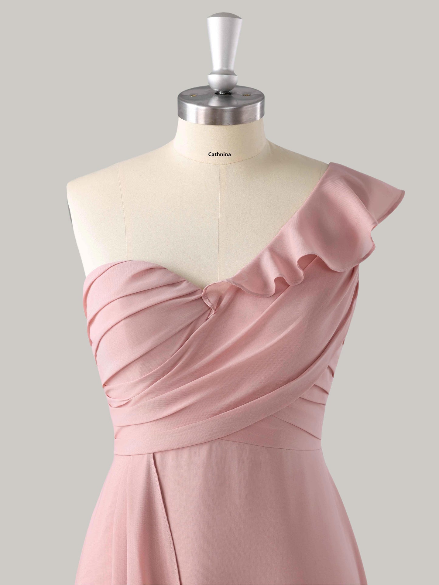 Lorna Unique One Shoulder Sleeveless Bridesmaid Dresses with Ruffles