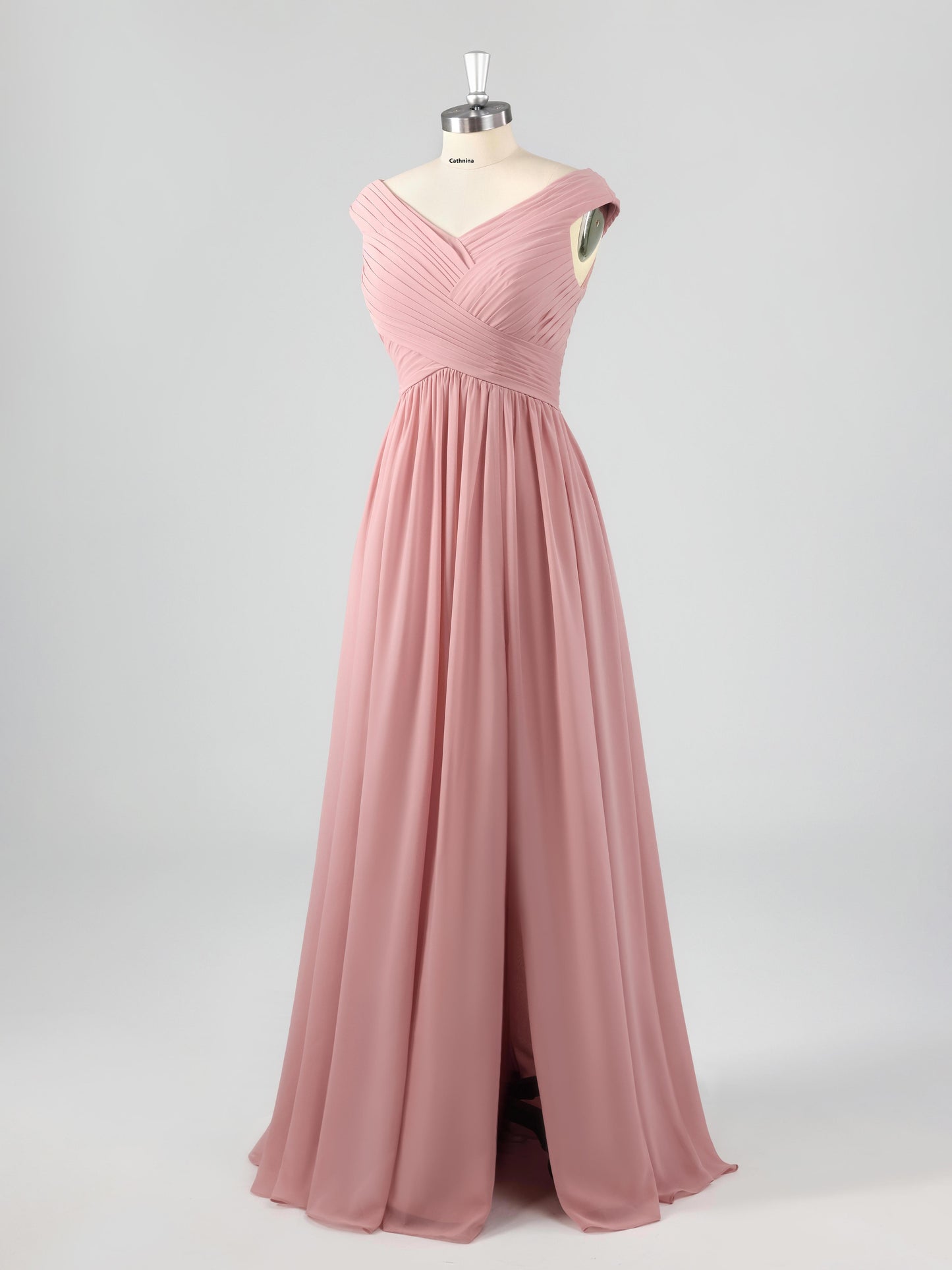 Louna Stylish V-Neck Sleeveless A-line Bridesmaid Dresses with Slit