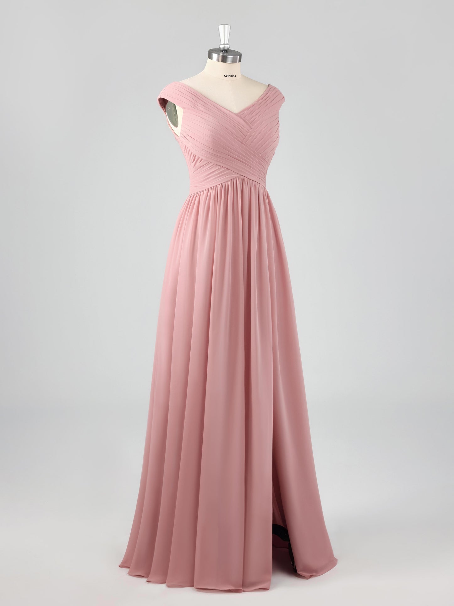Louna Stylish V-Neck Sleeveless A-line Bridesmaid Dresses with Slit