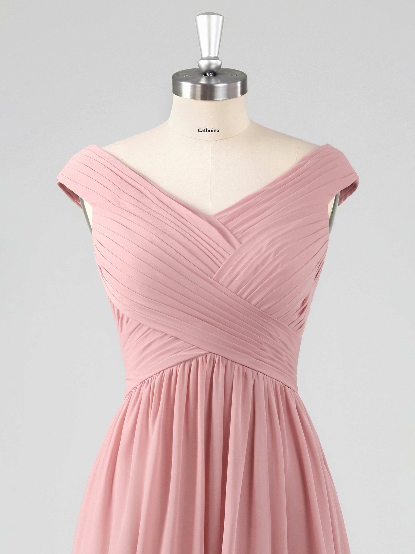 Louna Stylish V-Neck Sleeveless A-line Bridesmaid Dresses with Slit