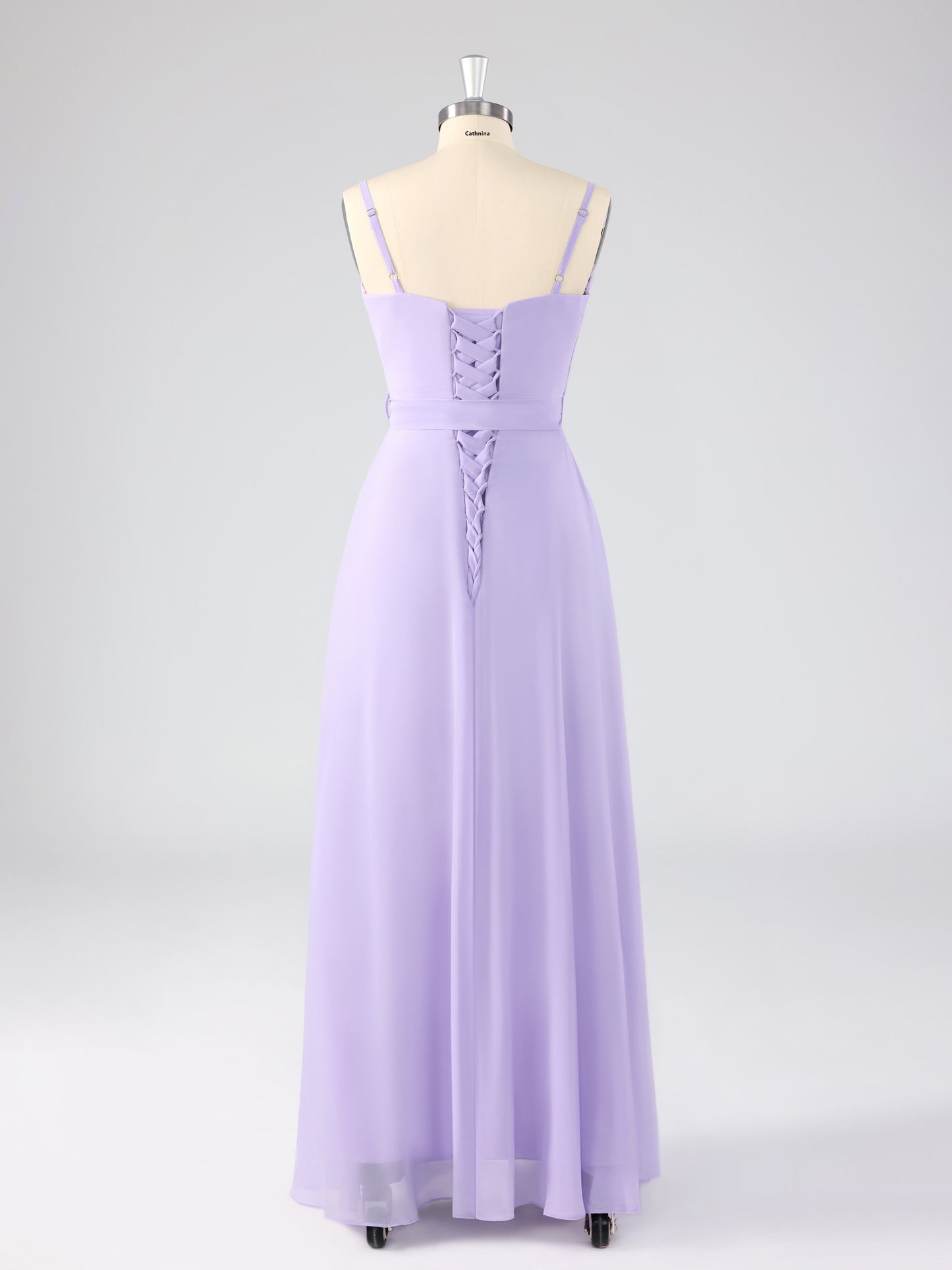 Lydel Chic V-neck Ruffles Lace Up Bridesmaid Dresses with Slit