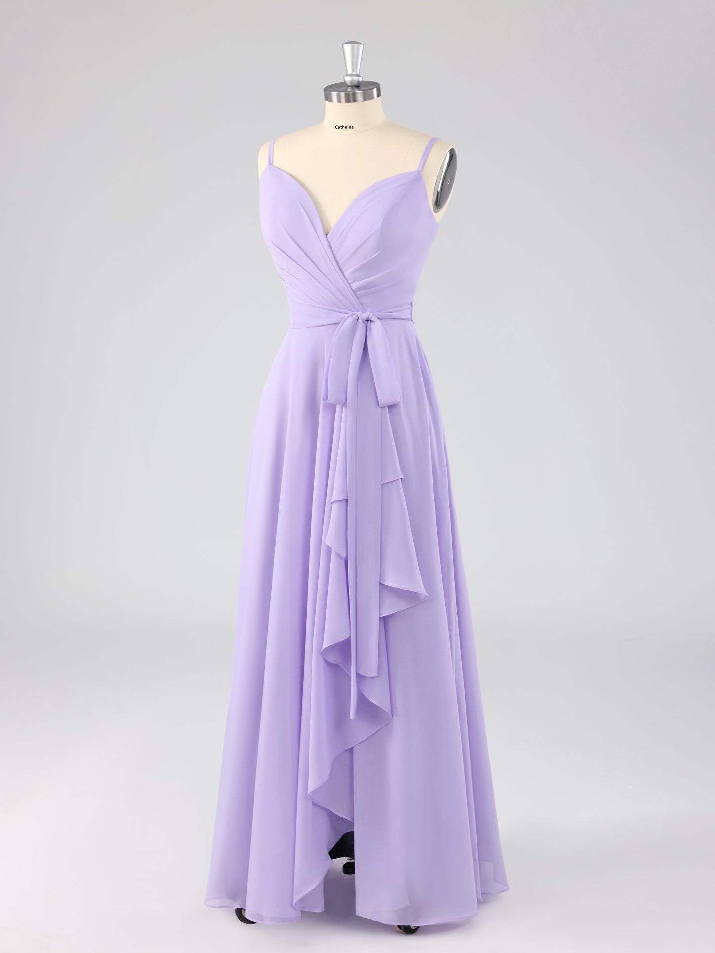 Lydel Chic V-neck Ruffles Lace Up Bridesmaid Dresses with Slit