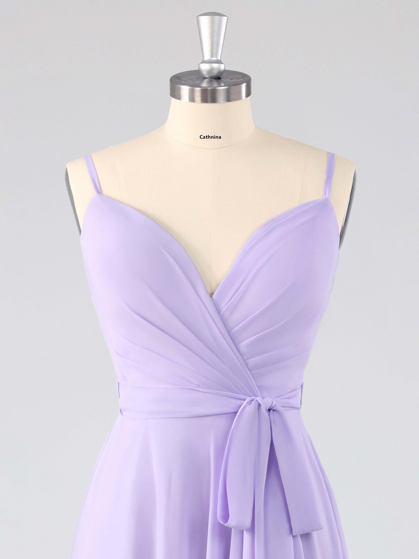 Lydel Chic V-neck Ruffles Lace Up Bridesmaid Dresses with Slit