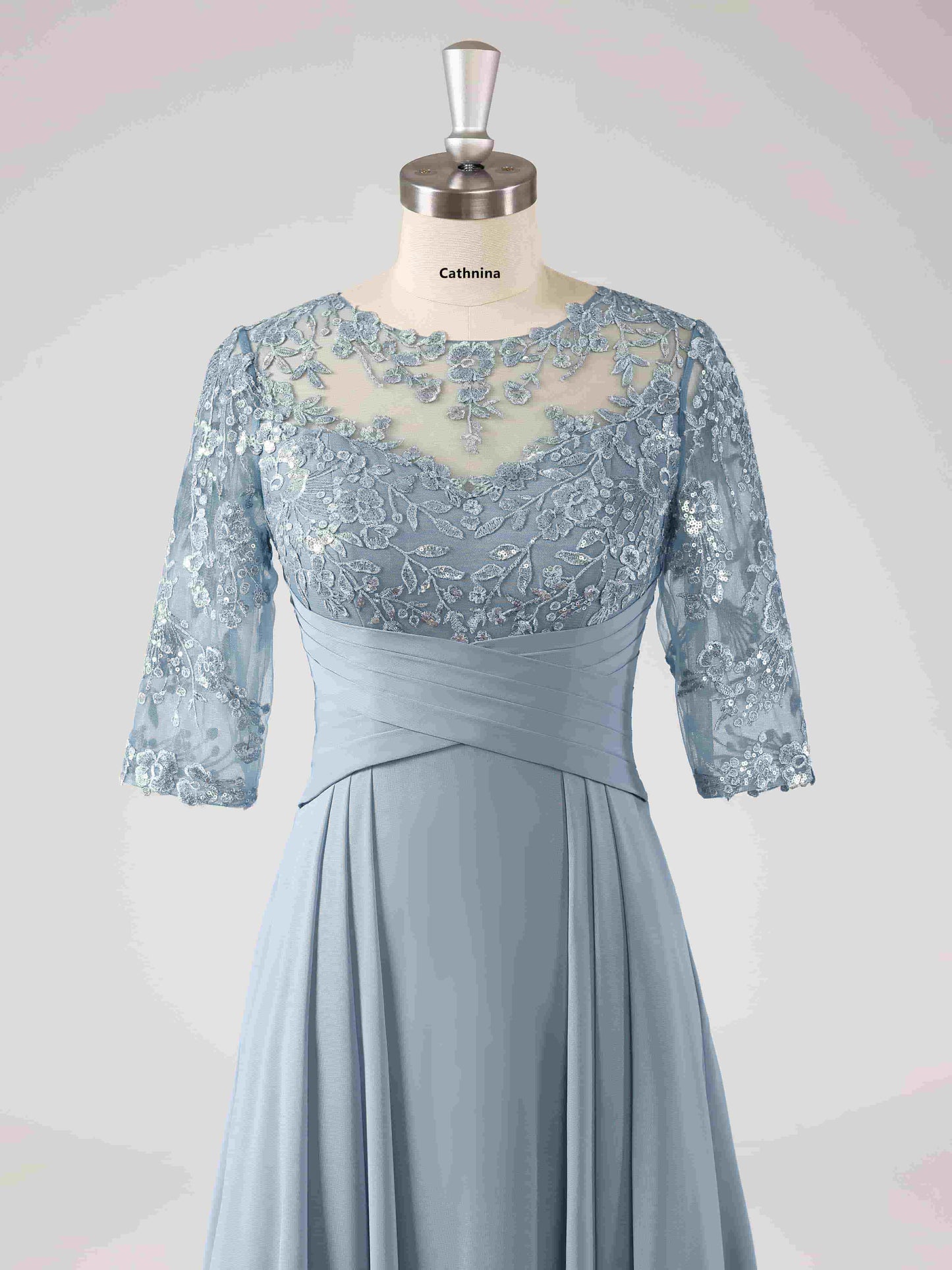 Maisie Illusion Neckline A-line Asymmetrical Dresses with Sequins