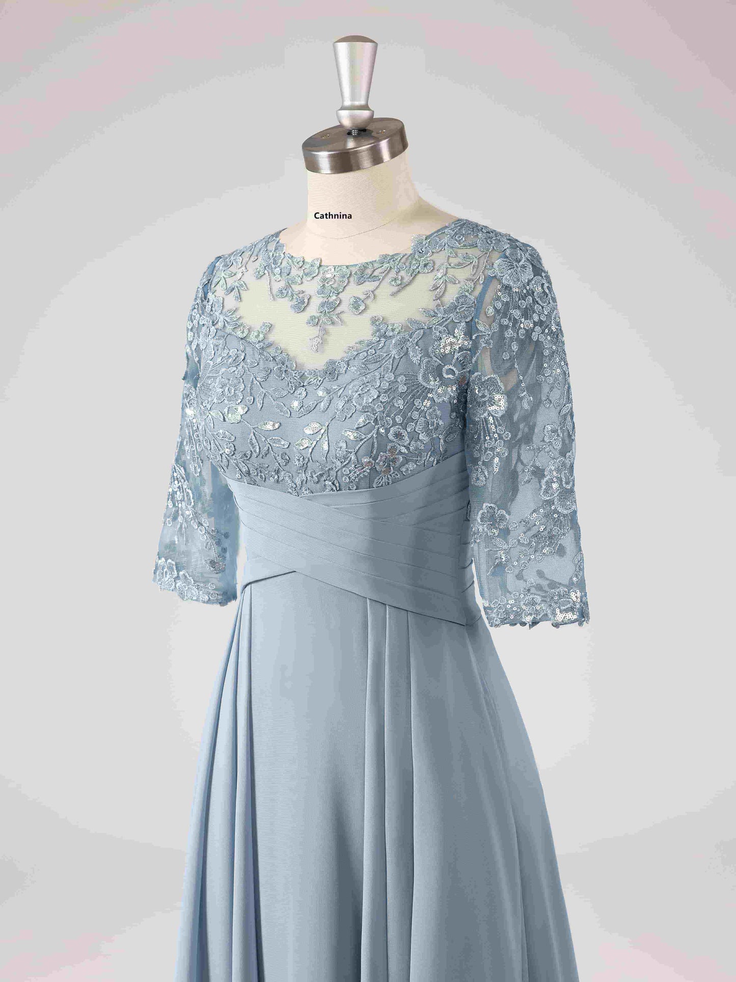 Maisie Illusion Neckline A-line Asymmetrical Dresses with Sequins