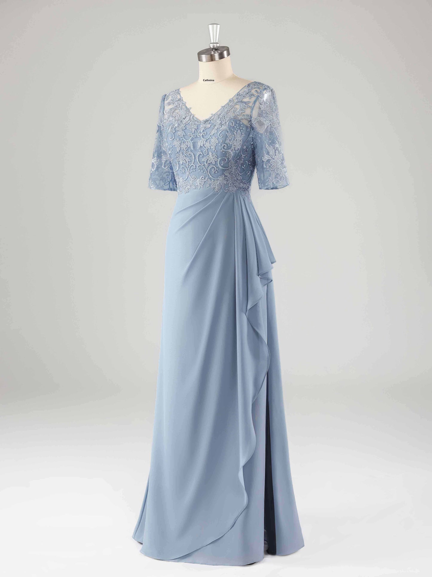 Malia Classy V-Neck Chiffon Mother of the Bride Dresses with Slit