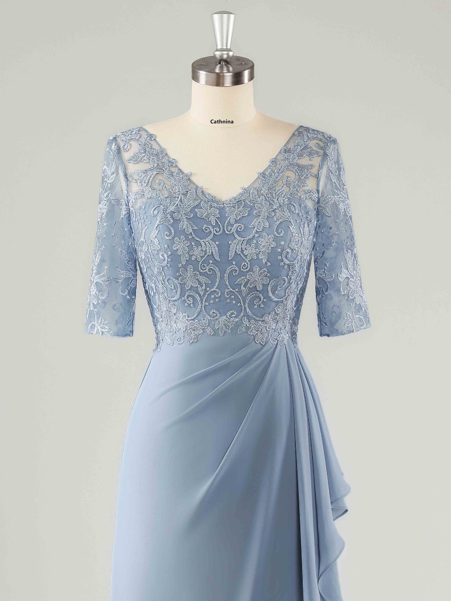 Malia Classy V-Neck Chiffon Mother of the Bride Dresses with Slit