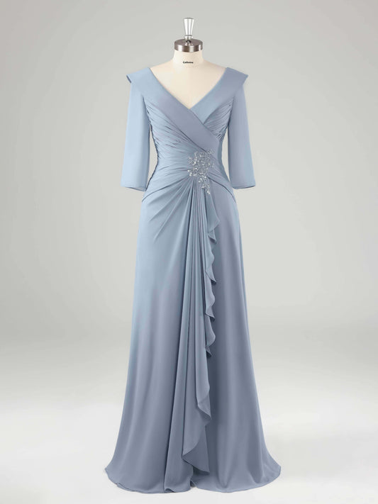 Maribel V-Neck Ruffles A-line Mother of the Bride Dresses