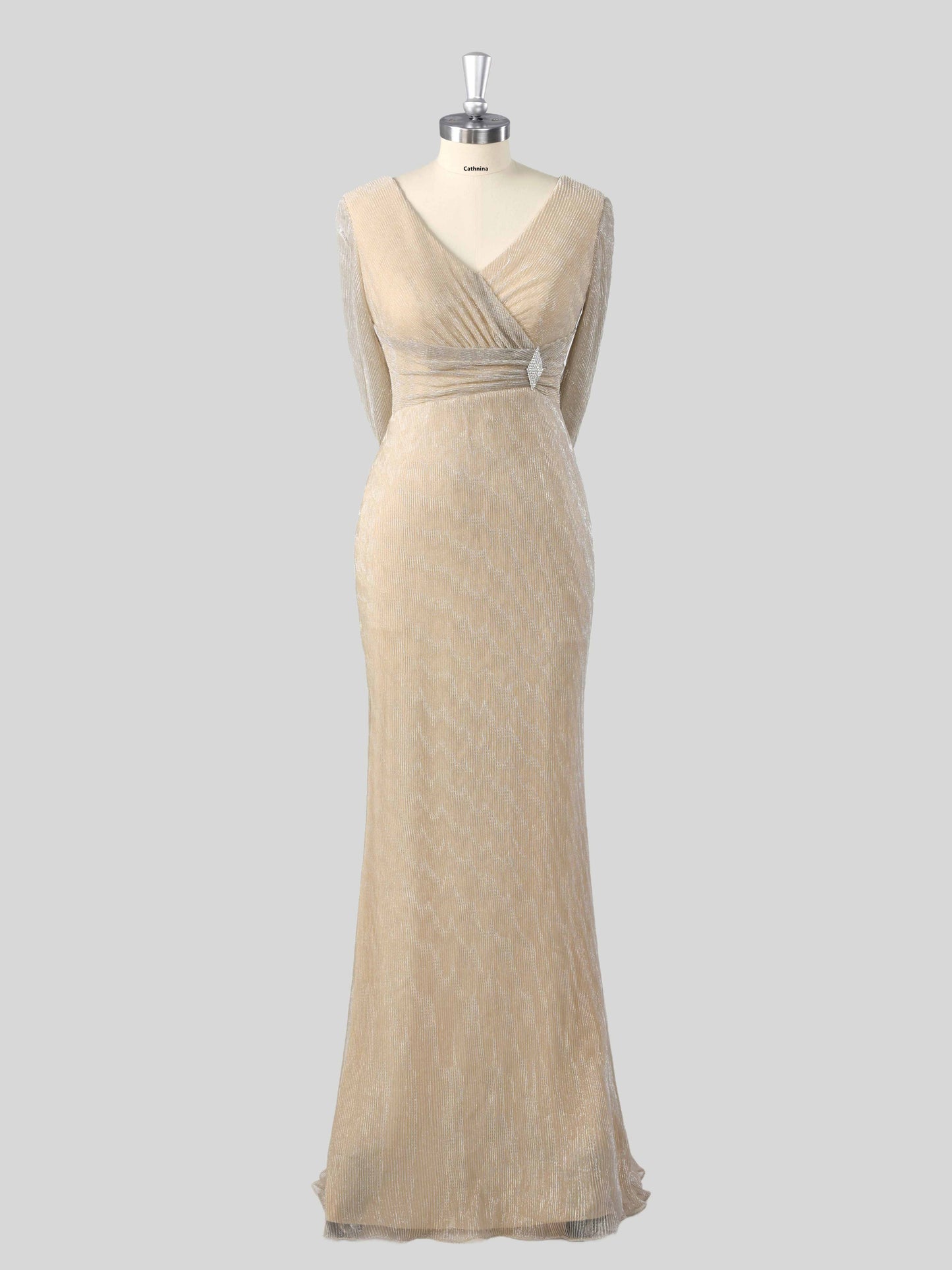 Marol Modern V-neck Ruched Mother of the Bride Dresses with Cape