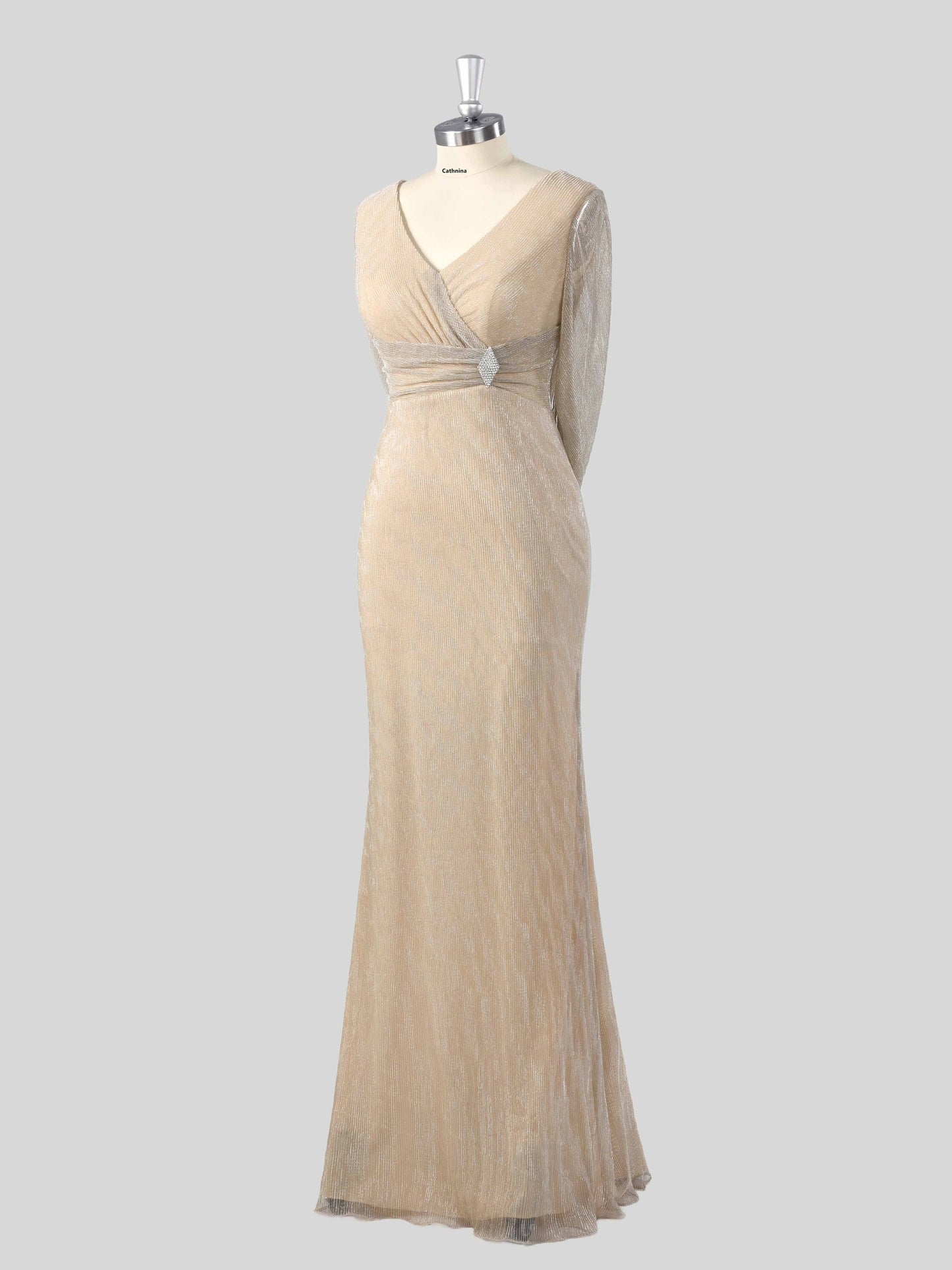 Marol Modern V-neck Ruched Mother of the Bride Dresses with Cape