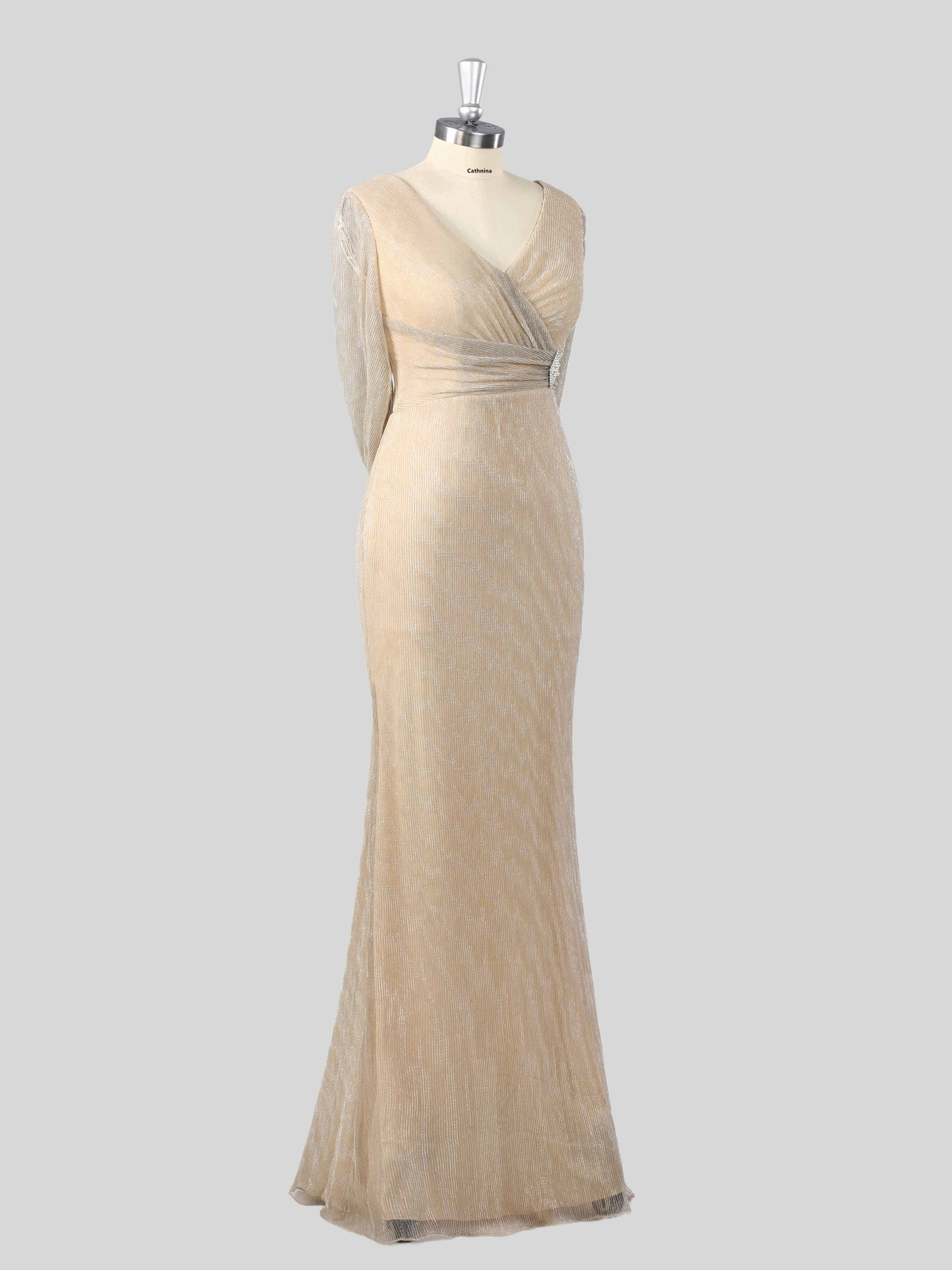 Marol Modern V-neck Ruched Mother of the Bride Dresses with Cape