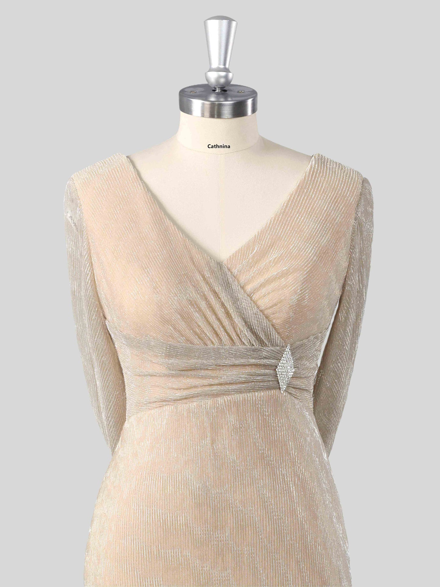 Marol Modern V-neck Ruched Mother of the Bride Dresses with Cape
