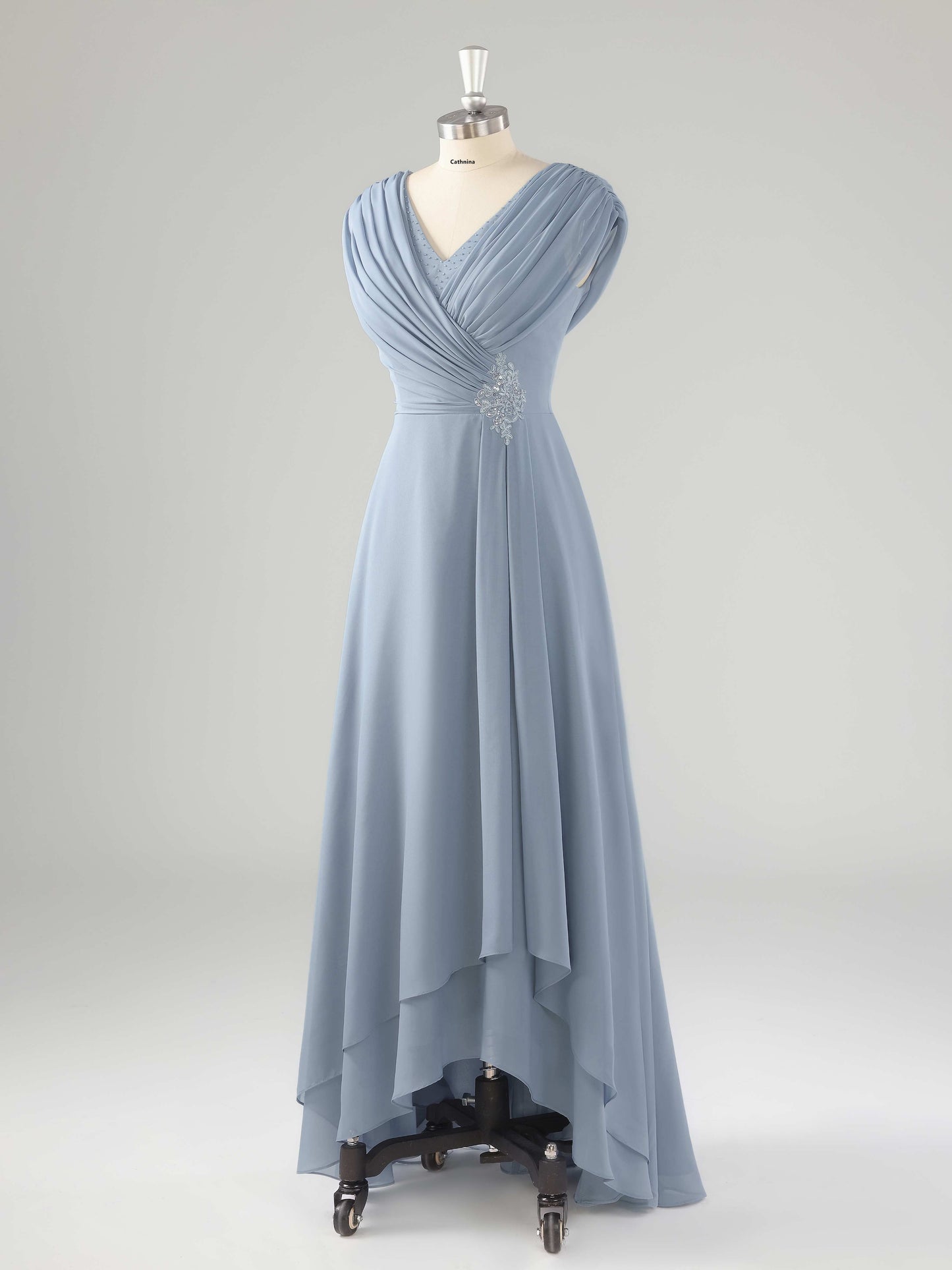 Maxine V Neck Ruched Beaded Chiffon Mother of the Bride Dresses