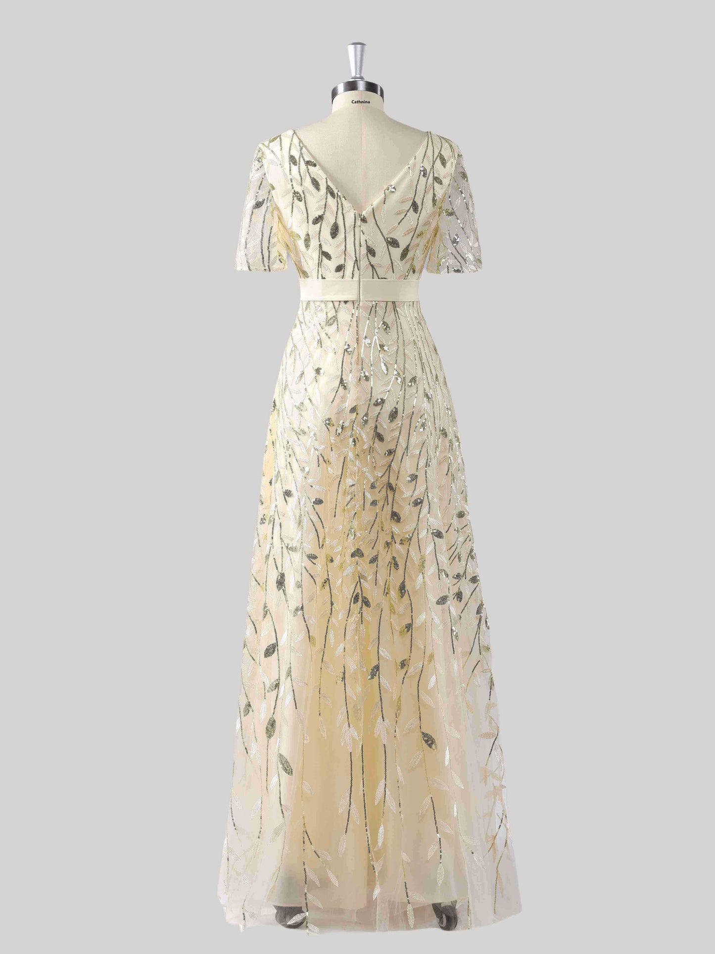 Melor Chic V-Neck Sequins Floor Length Mother of the Bride Dresses