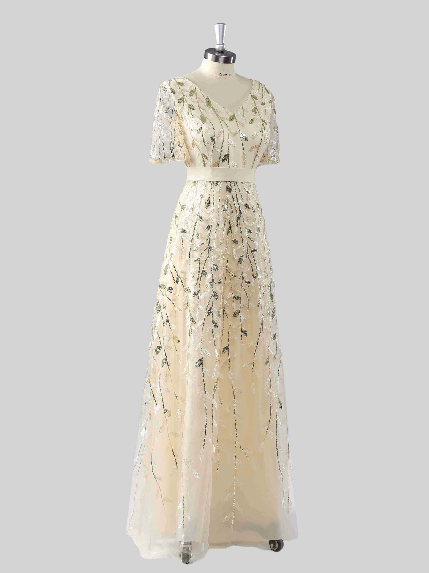 Melor Chic V-Neck Sequins Floor Length Mother of the Bride Dresses