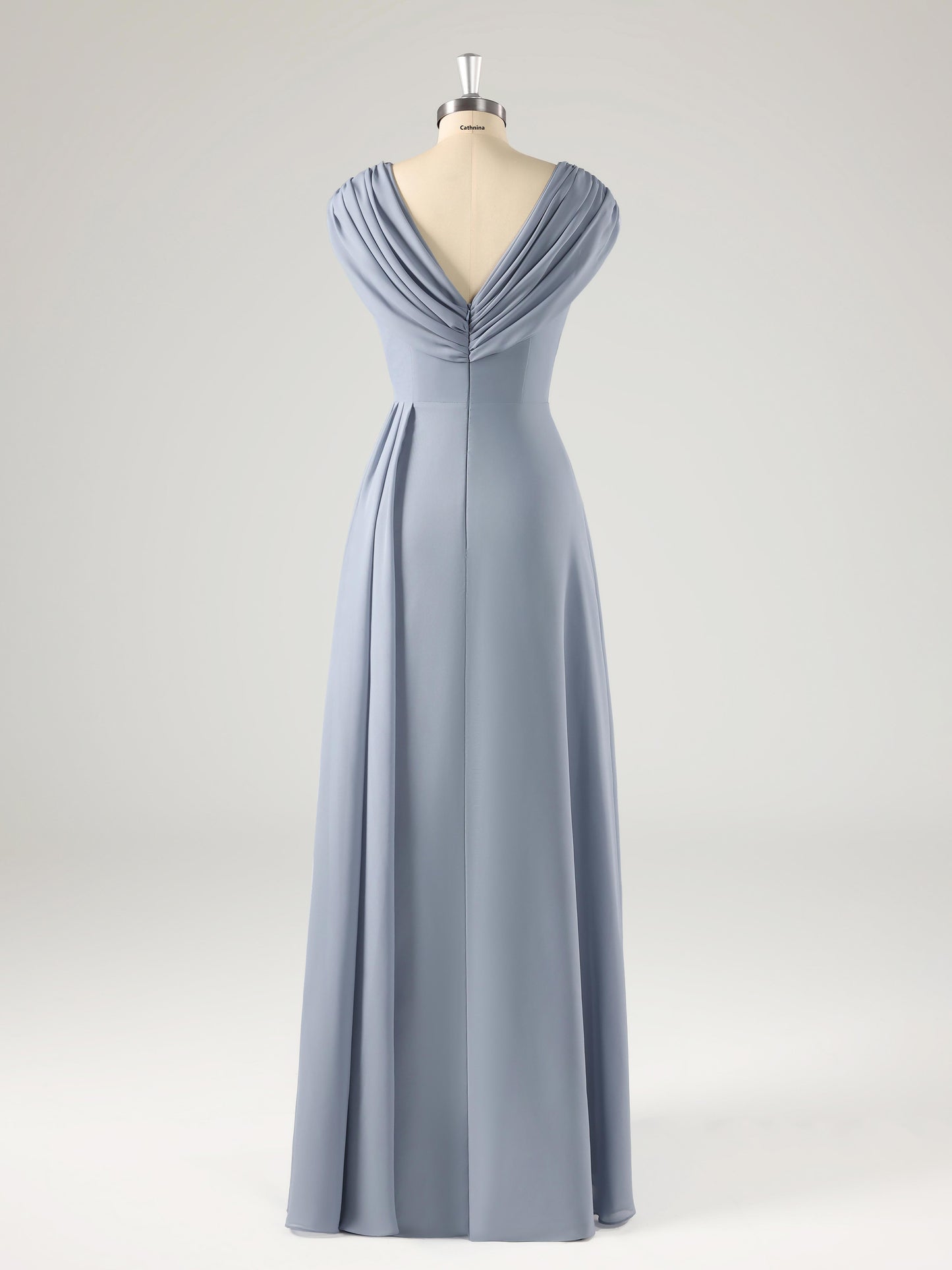 Melva Modest V Neck Beaded Ruched Mother of the Bride Dresses